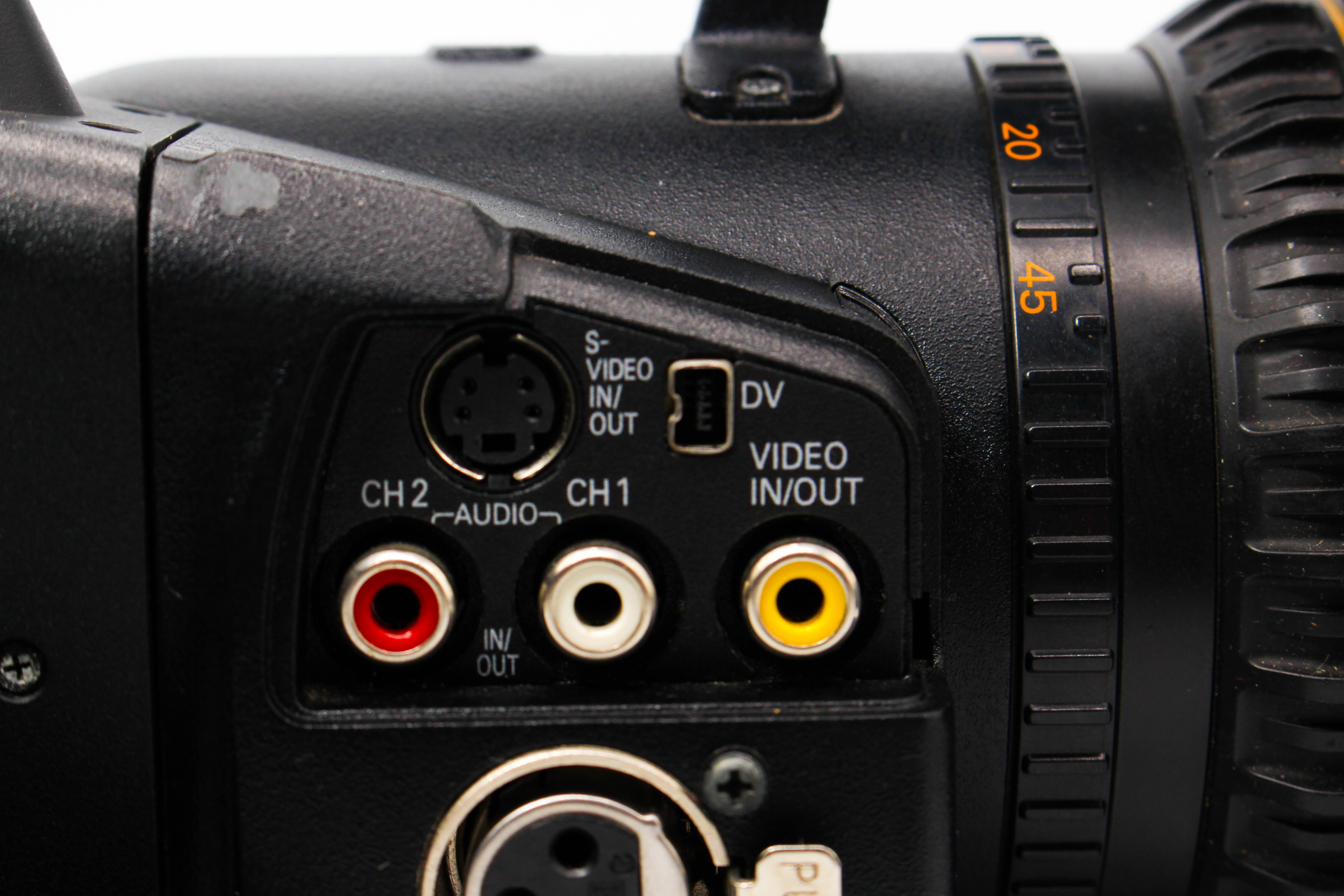 RCA ports on a Panasonic AG-DVX100BE