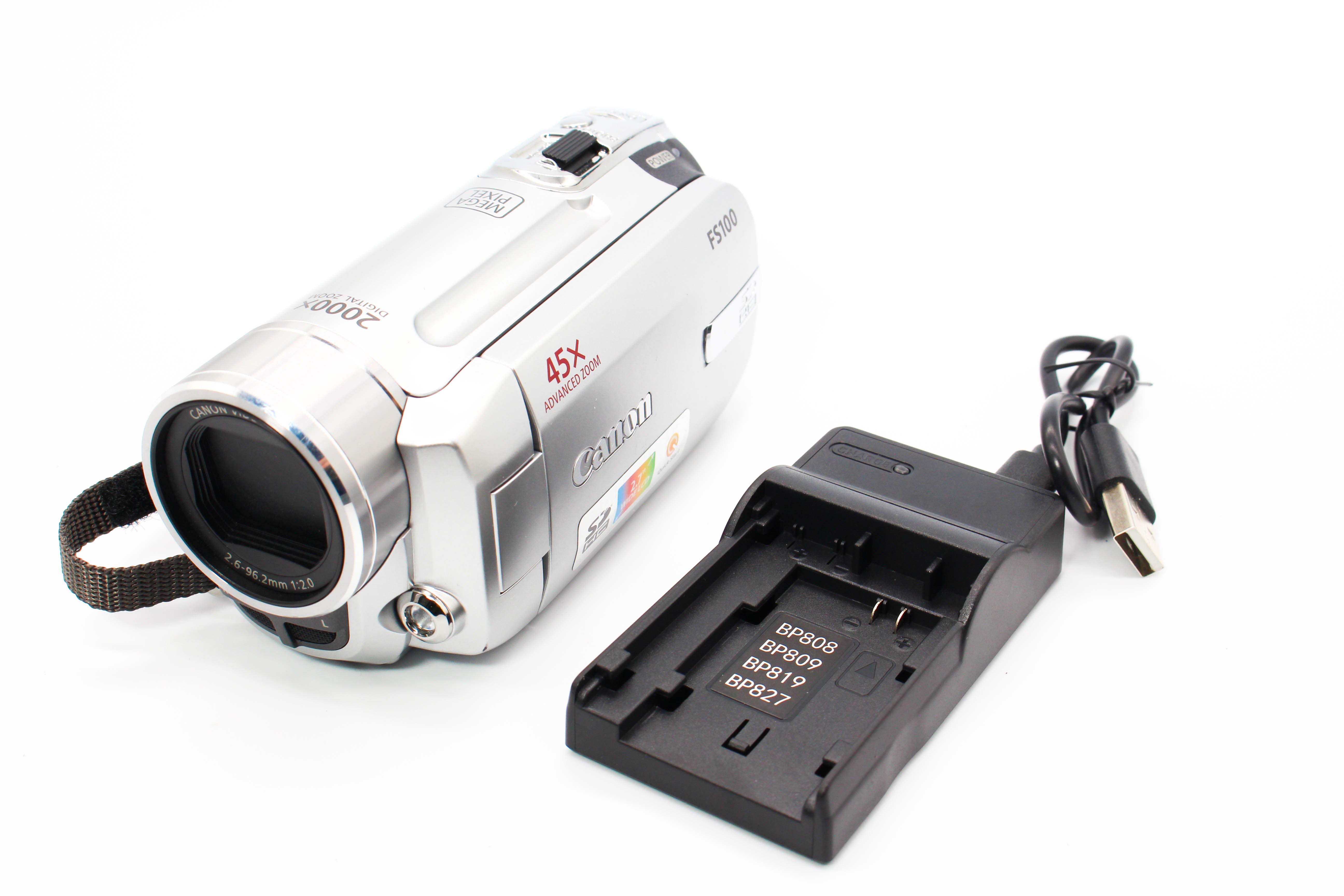 Canon FS100E HD SD Card Digital Video Camera Camcorder - Tested Bundle Good