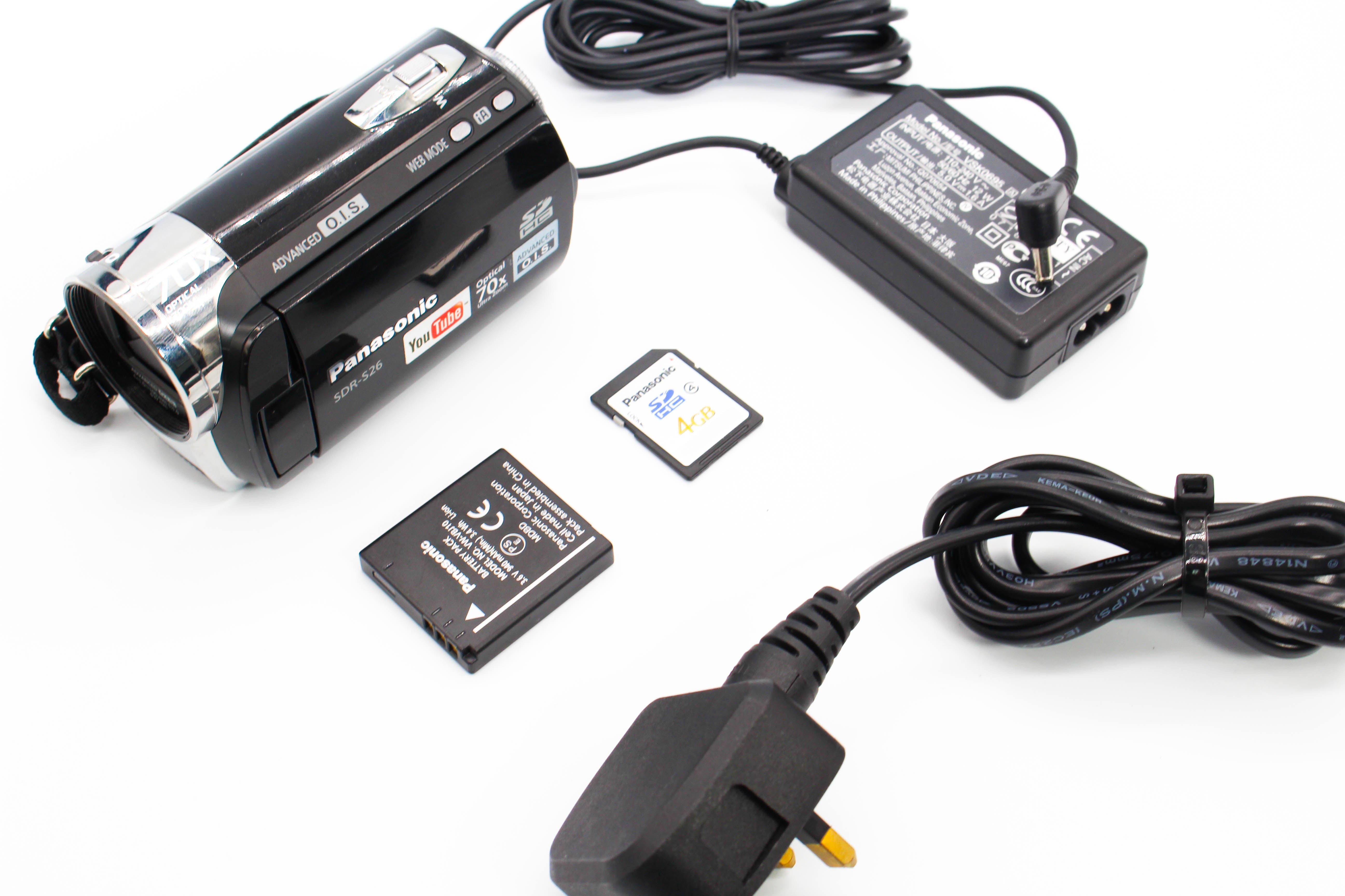 Panasonic SDR-S26 HD SD Card Video Handycam Camcorder Camera - Tested Bundle Excellent