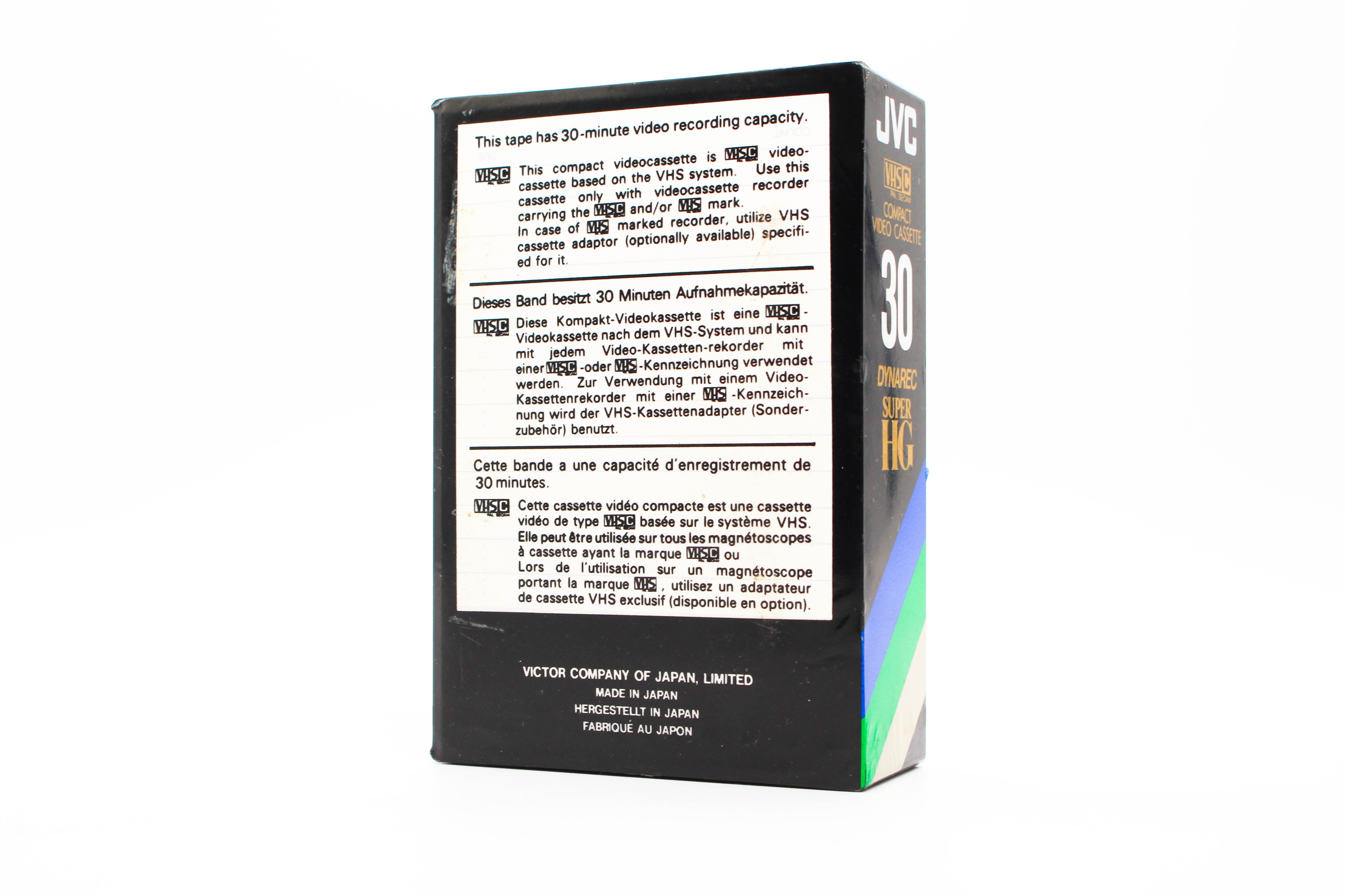 JVC EC-30 SHG VHS-C DYNAREC SUPER HG VHS Tape Compact Video Cassette - Brand New