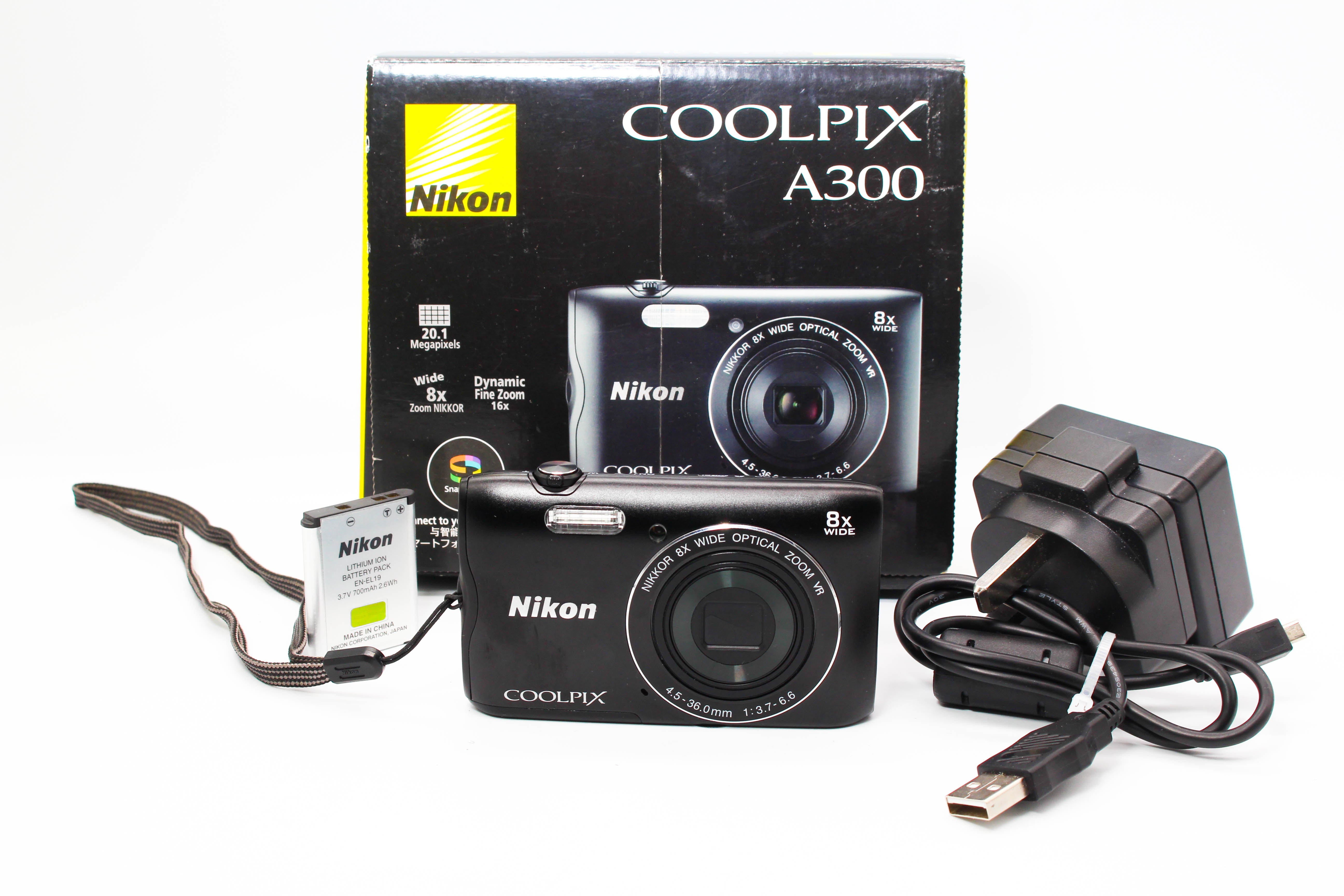 Nikon Coolpix A300 Retro SD Card Photo Video Digital Camera Digicam - Tested Bundle Excellent