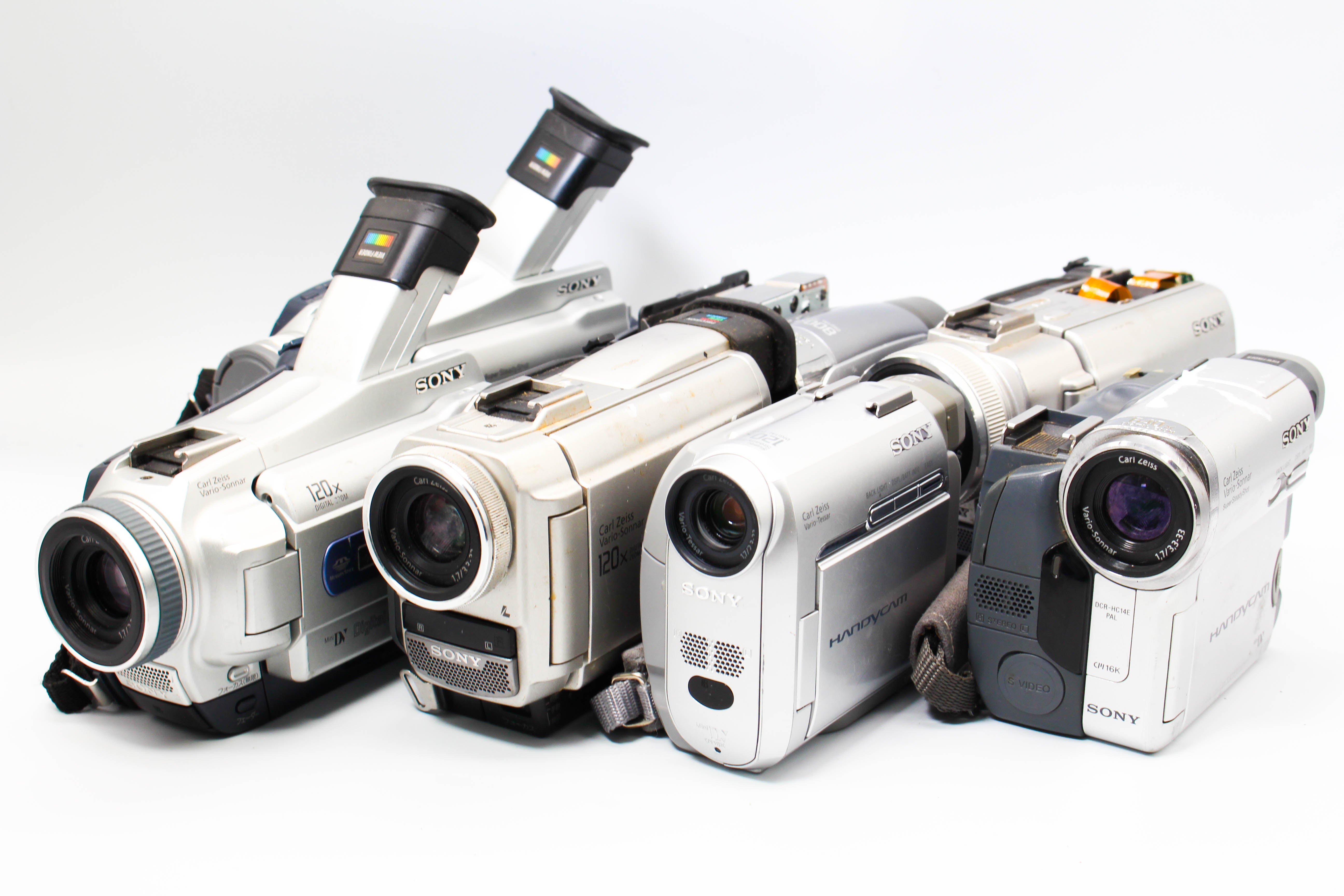 Assorted Faulty Sony MiniDV Digital Video Handycam Camcorder Cameras Inc. Sony DCR-TRV18, DCR-HC18E, DCR-TRV27E