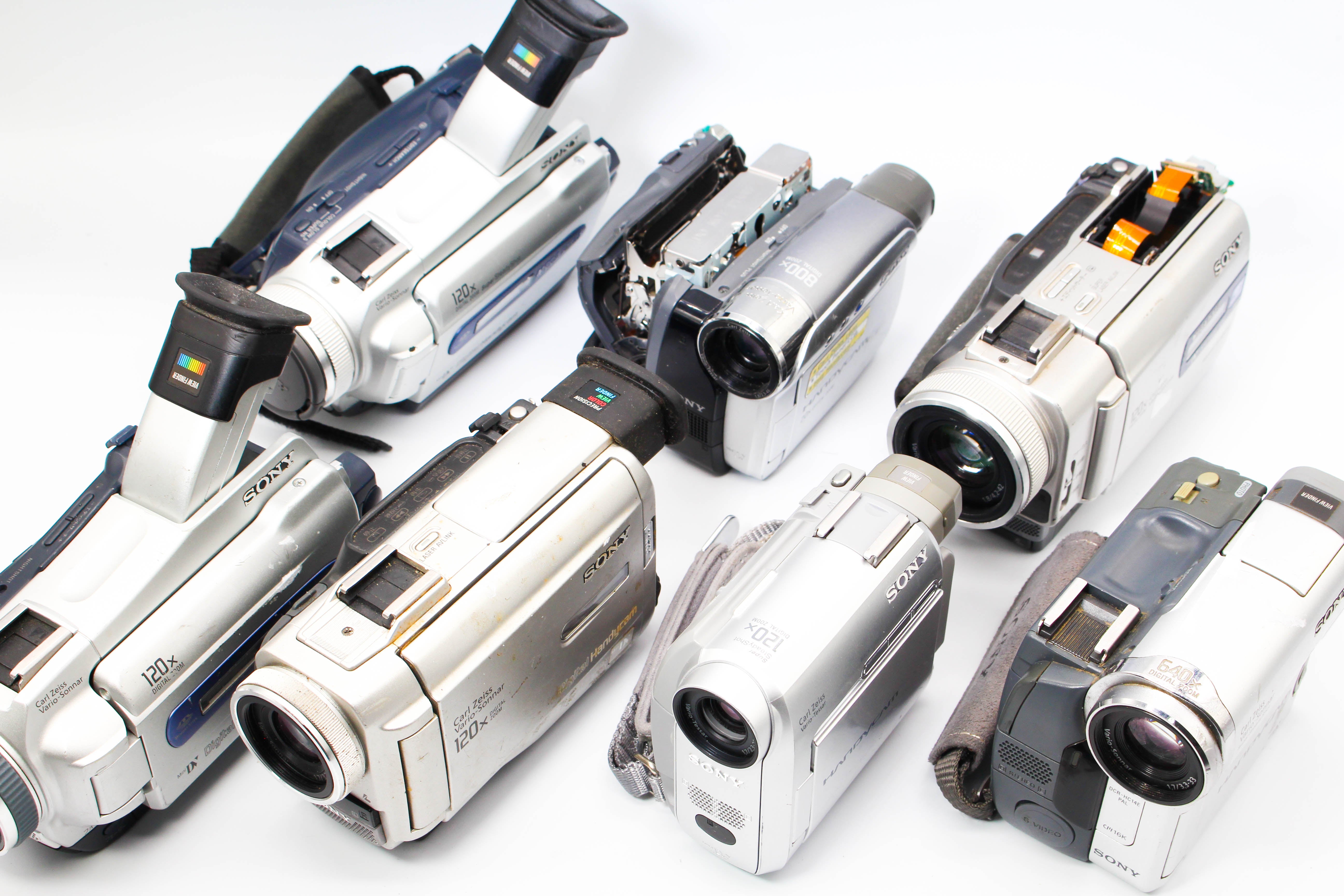 Assorted Faulty Sony MiniDV Digital Video Handycam Camcorder Cameras Inc. Sony DCR-TRV18, DCR-HC18E, DCR-TRV27E