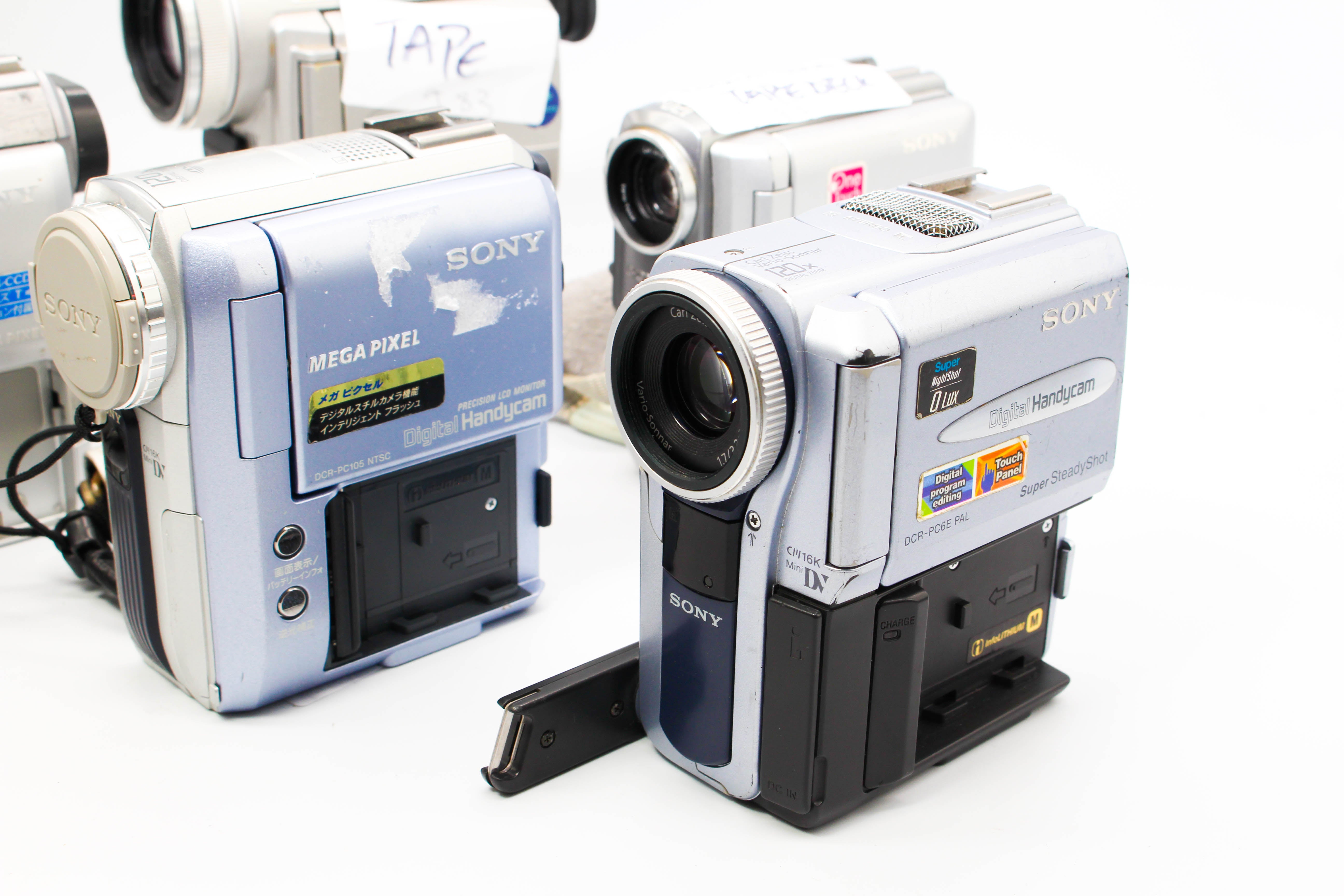 Assorted Faulty Sony MiniDV Digital Video Handycam Camcorder Cameras Inc. Sony DCR-PC100 DCR-PC109 DCR-PC6
