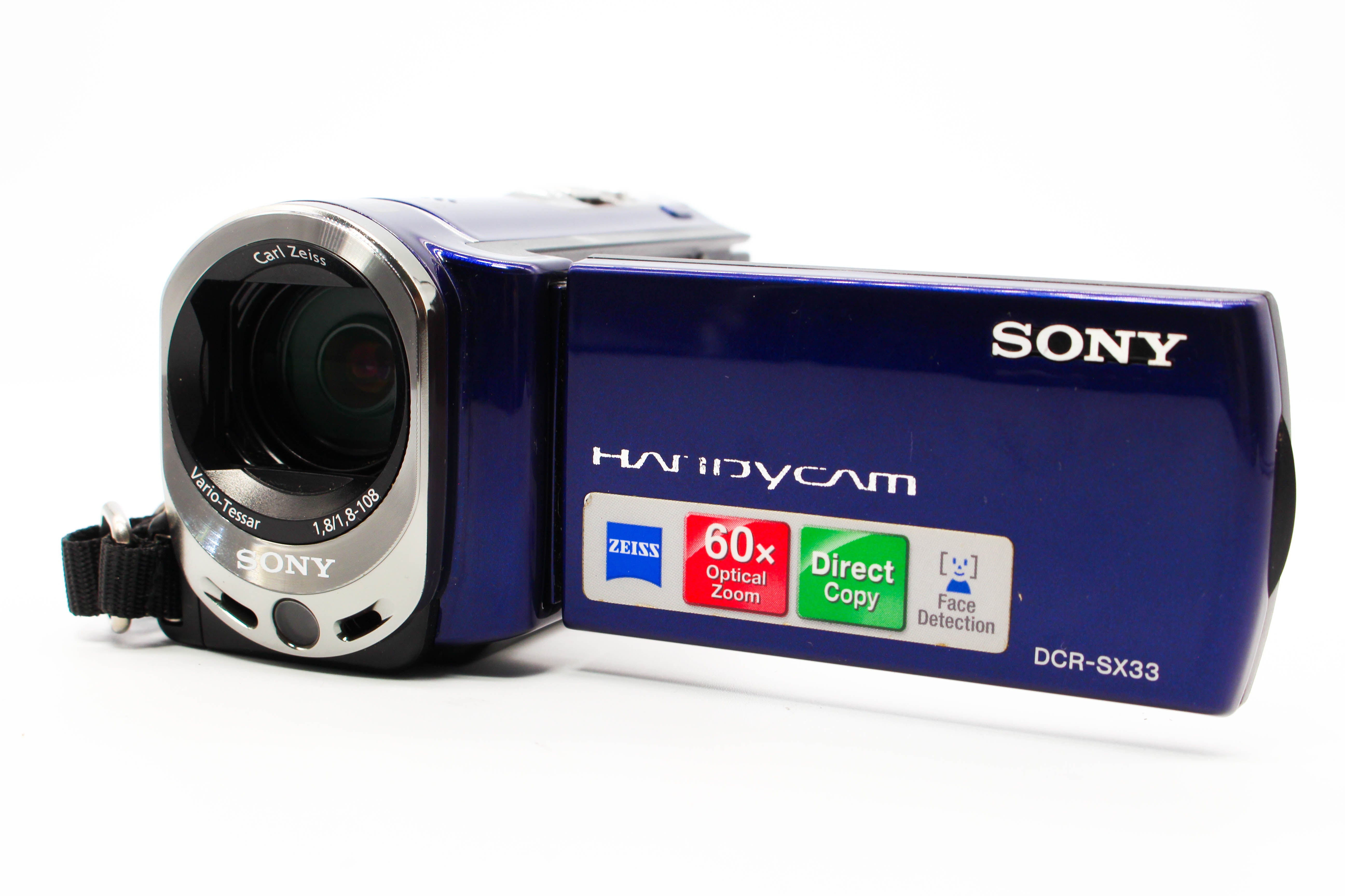 Sony DCR-SX33E SD Card HD Digital Video Handycam Camcorder Camera (Blue) - Tested Bundle Good