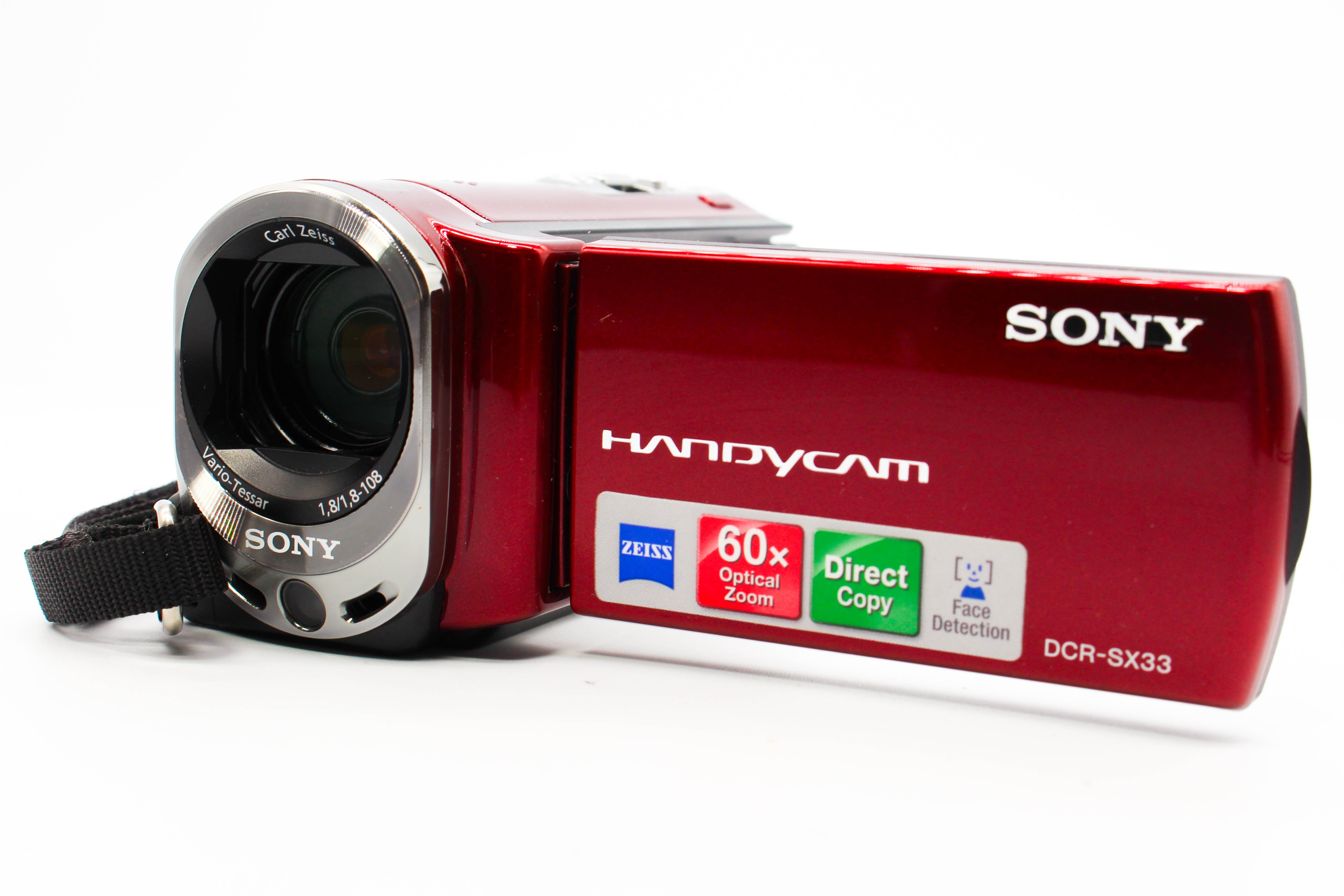 Sony DCR-SX33E SD Card HD Digital Video Handycam Camcorder Camera (Red) - Tested Bundle Excellent
