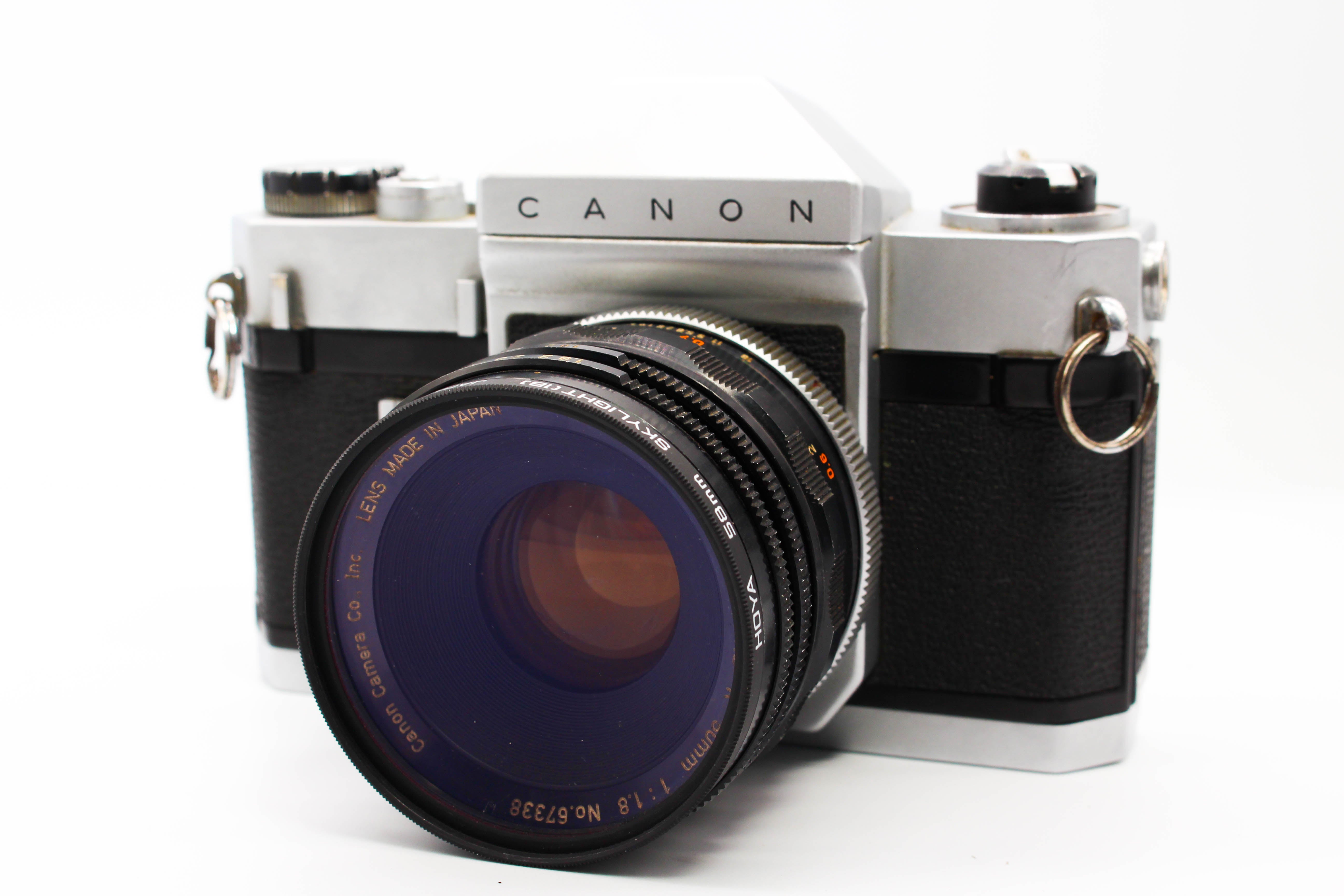 Canon Canonflex RP SLR 35mm Film Photo Camera with 50mm f/1.8 Super-Canomatic R Lens - Tested Bundle Good