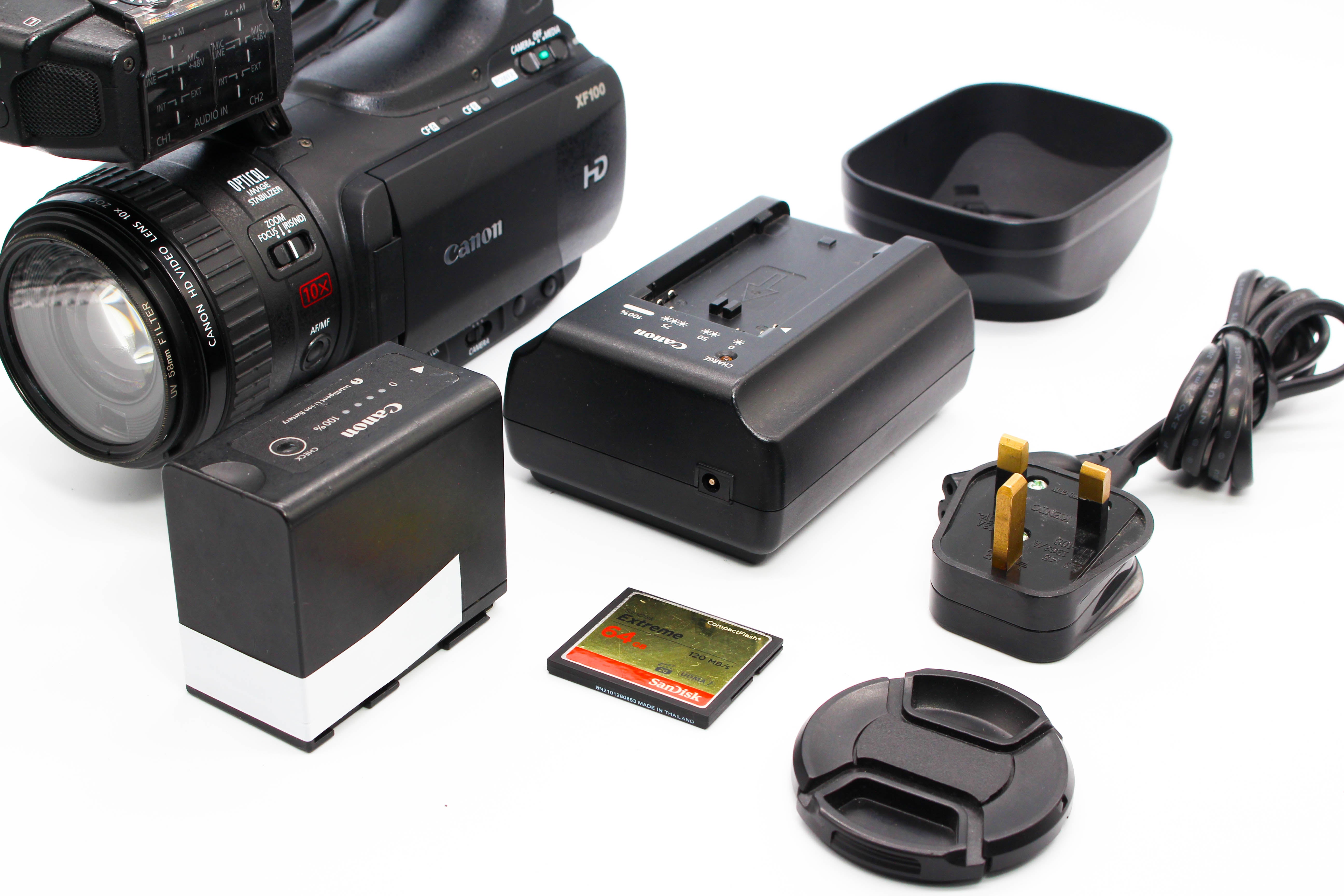 Canon XF100E Professional HD CF Card Digital Video Camcorder Camera - Tested Bundle Excellent