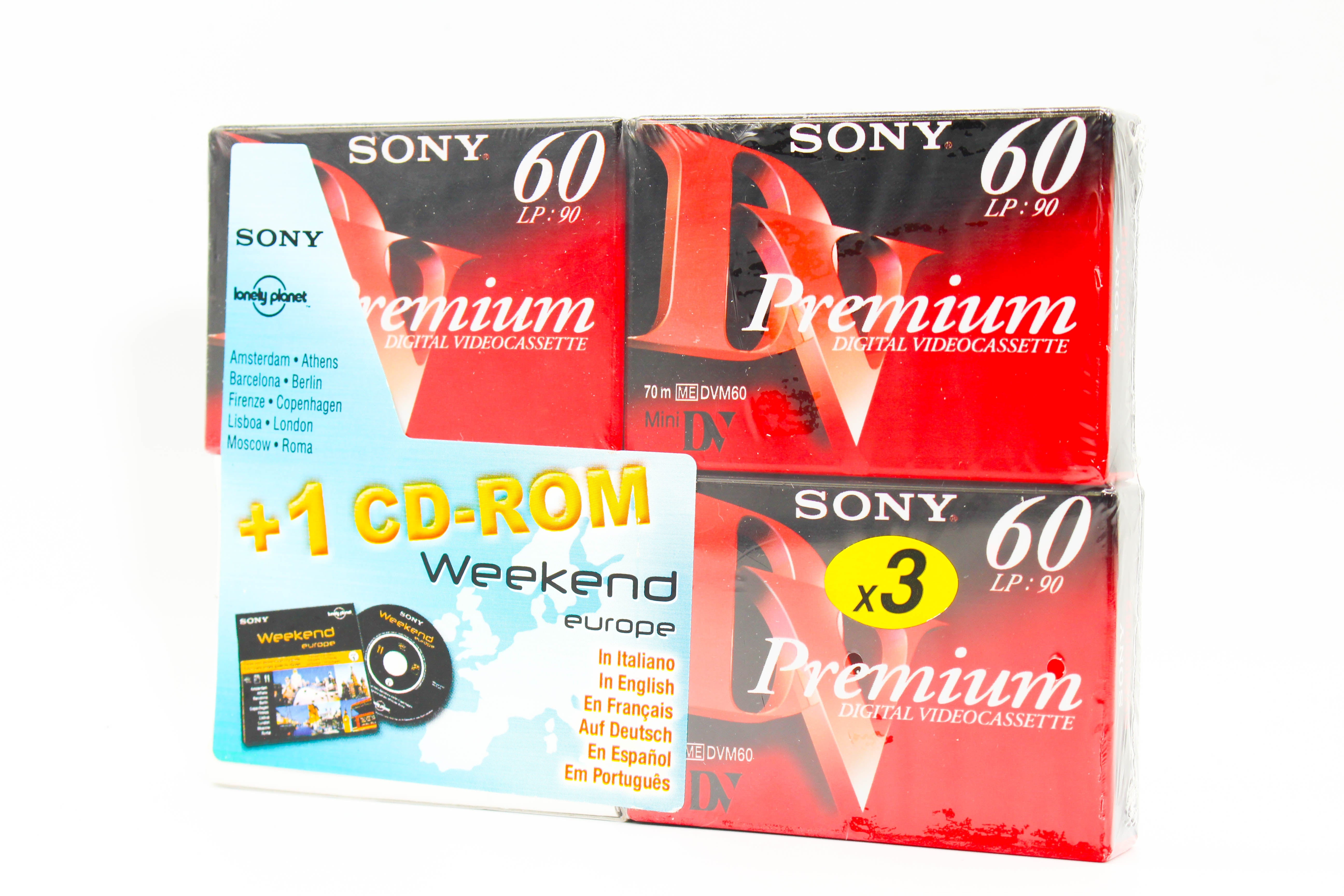 Sony DVM60PR2 MiniDV Premium Digital Video Cassette Tape 3 Pack with CD-ROM Lonely Planet Edition - Brand New
