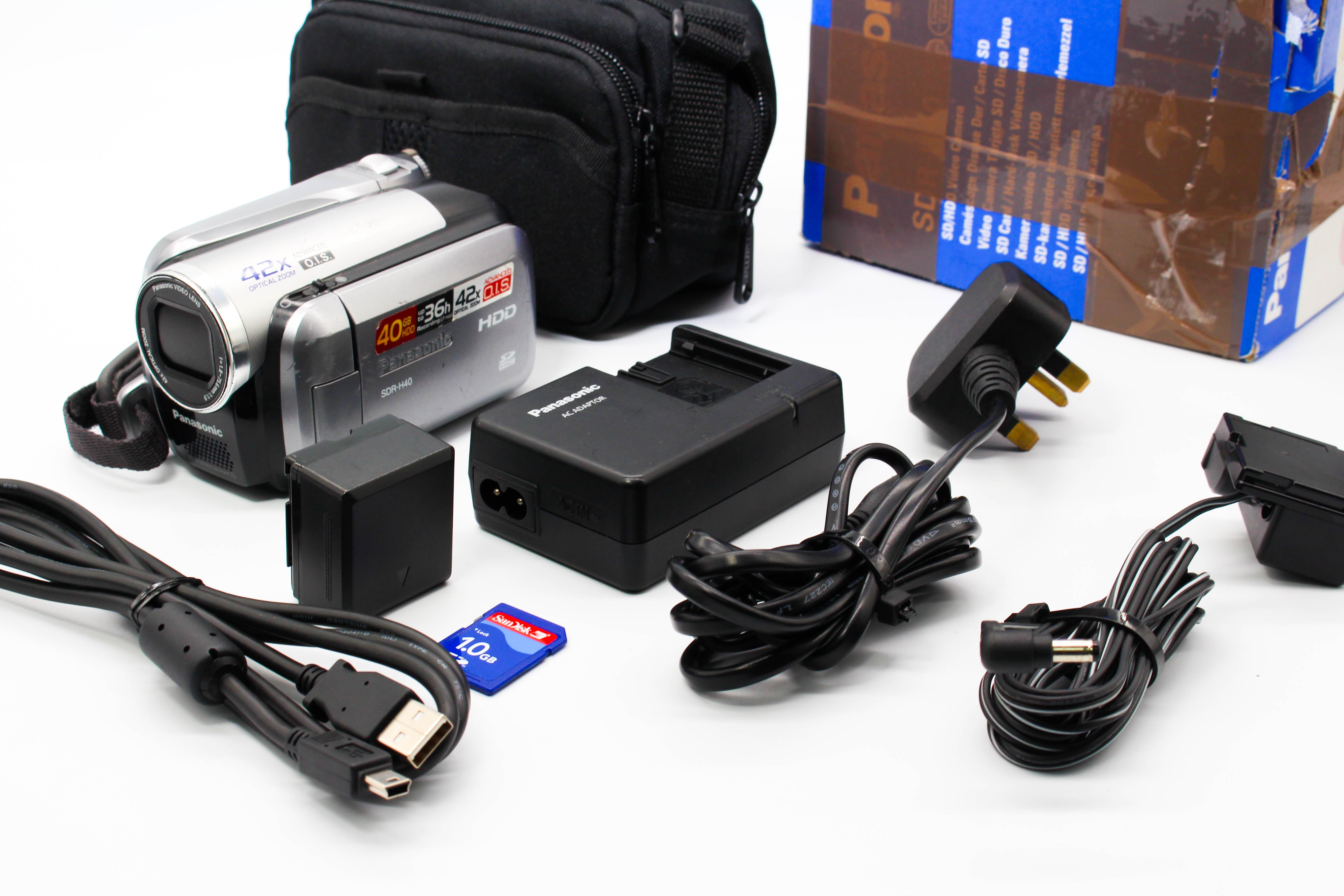 Panasonic SDR-H40 HDD HD Video Handycam Camcorder Camera - Tested Bundle Good