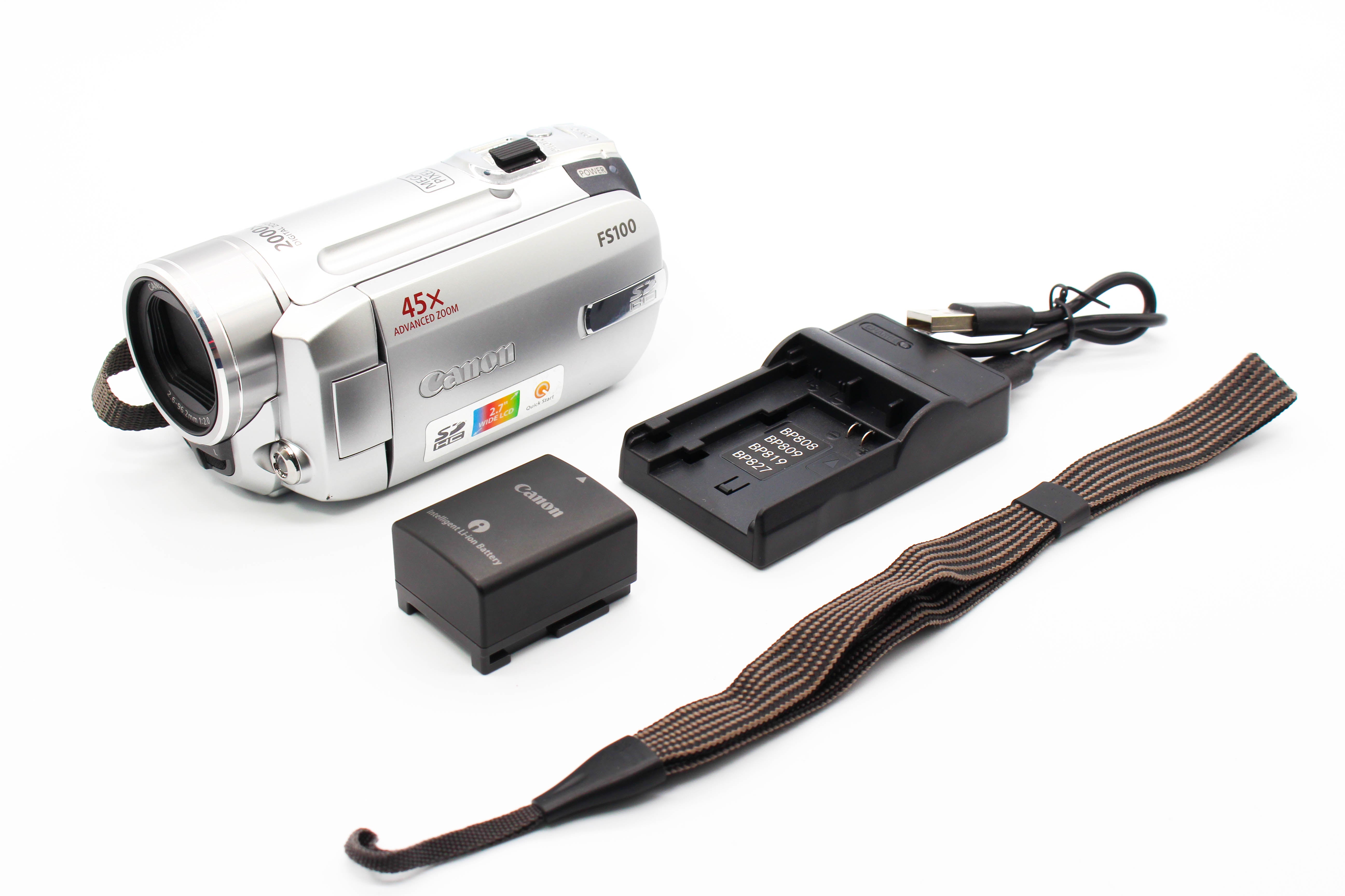 Canon FS100E HD SD Card Video Handycam Camcorder Camera - Tested Bundle Good