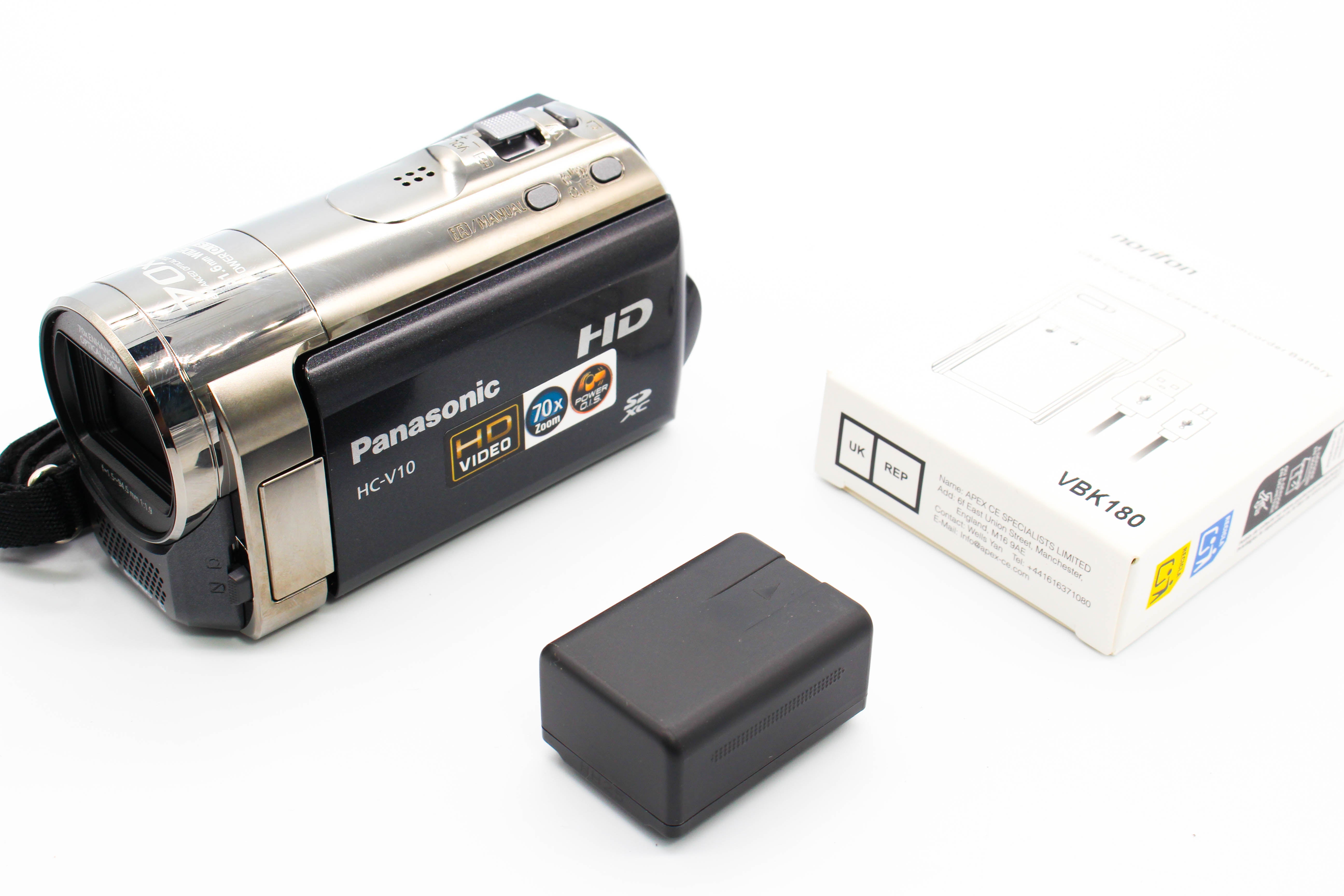 Panasonic HC-V10 HD SD Card Video Handycam Camcorder Camera - Tested Bundle Excellent