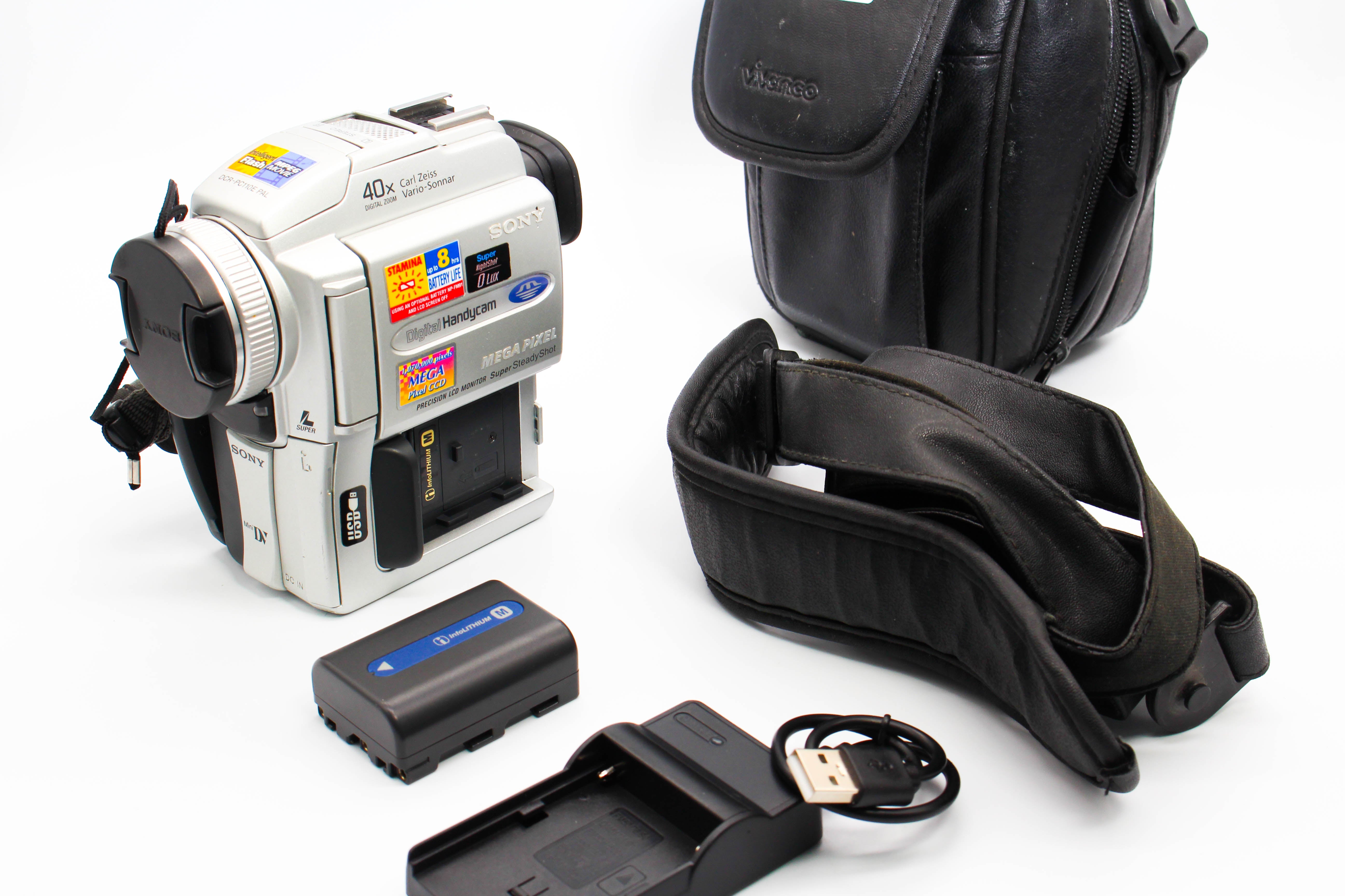 Sony DCR-PC110E MiniDV Video Handycam Camcorder Camera (Read) - Tested Bundle