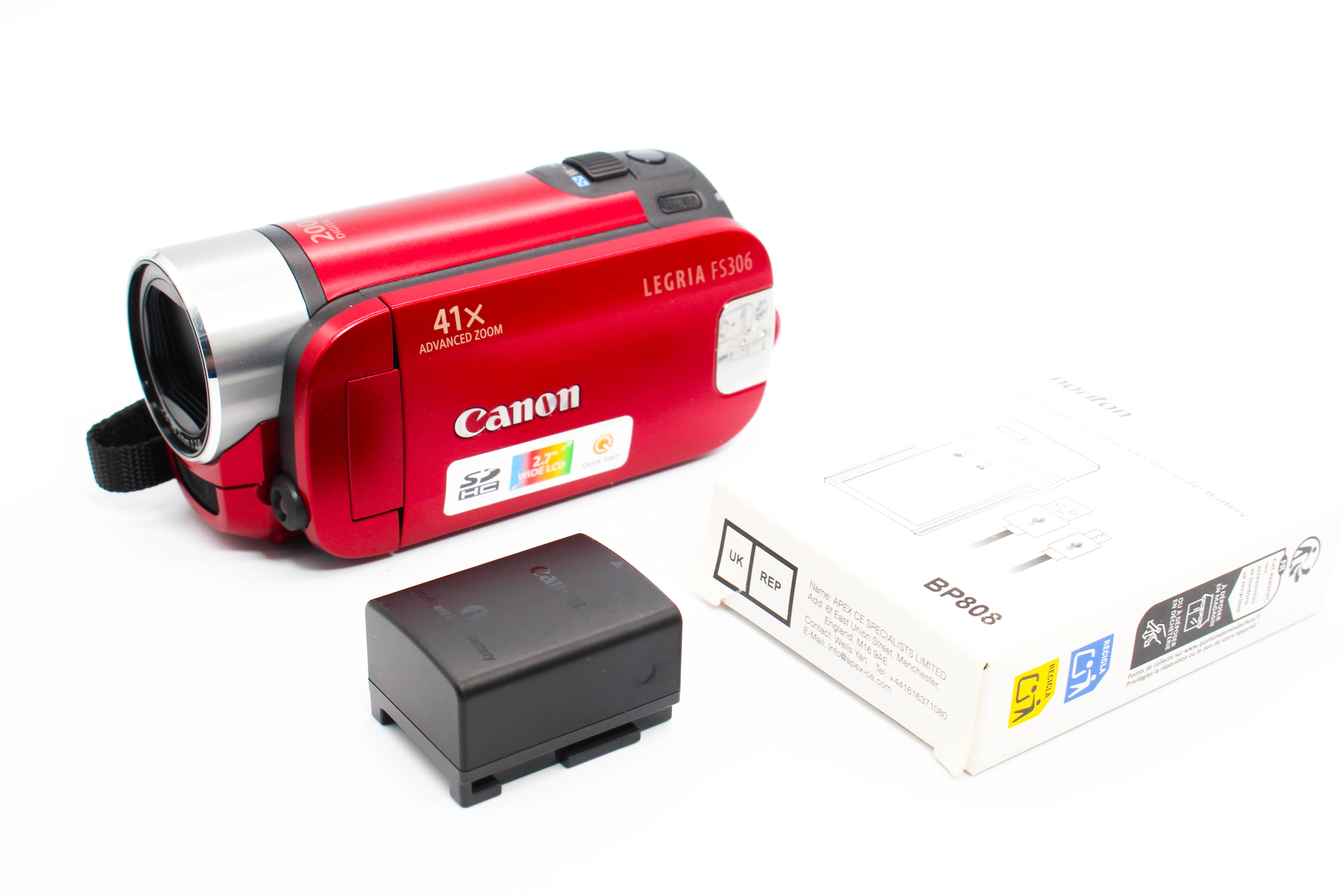 Canon Legria FS306 E HD SD Card Video Handycam Camcorder Camera - Tested Bundle Excellent