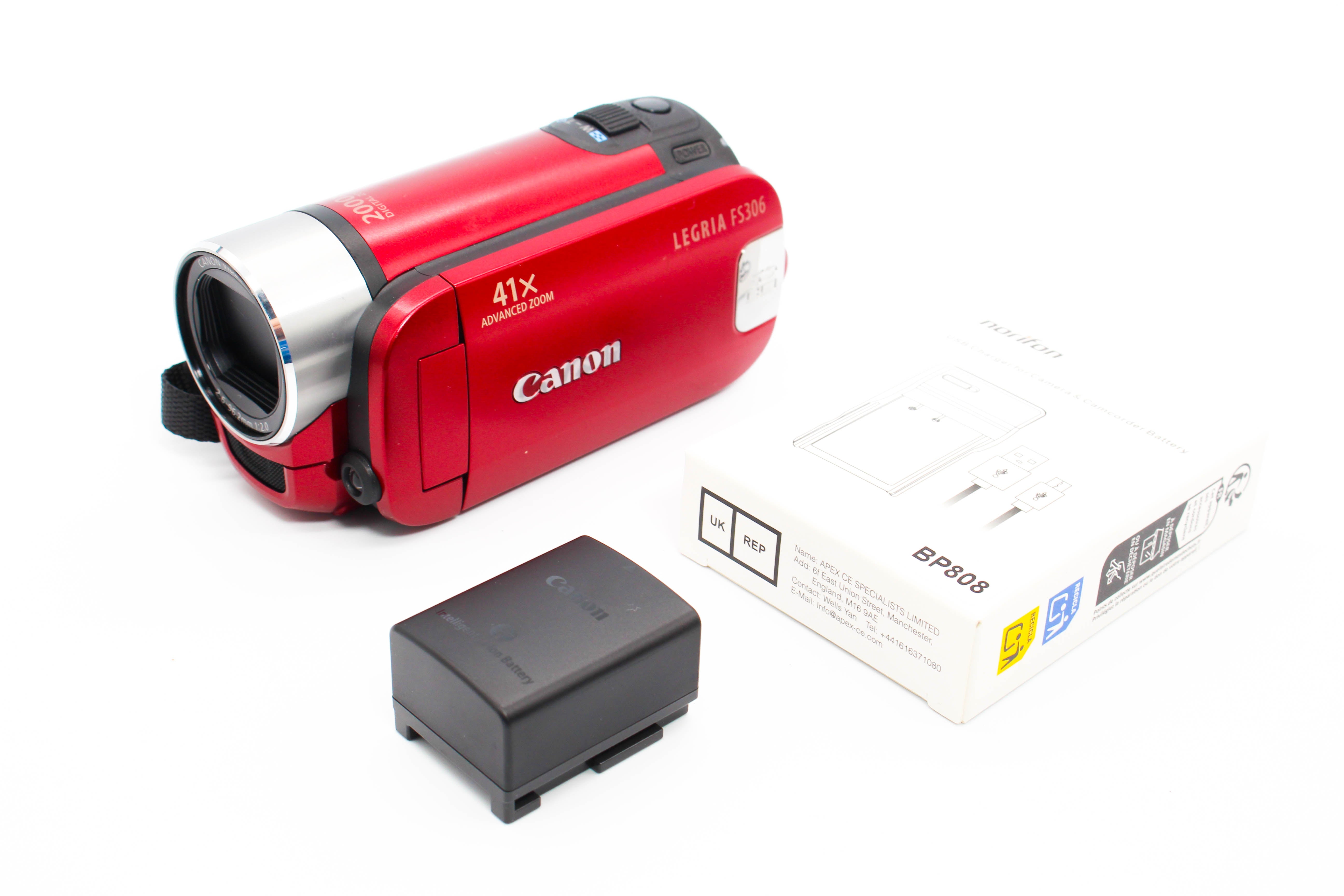 Canon Legria FS306 E HD SD Card Video Handycam Camcorder Camera - Tested Bundle Excellent