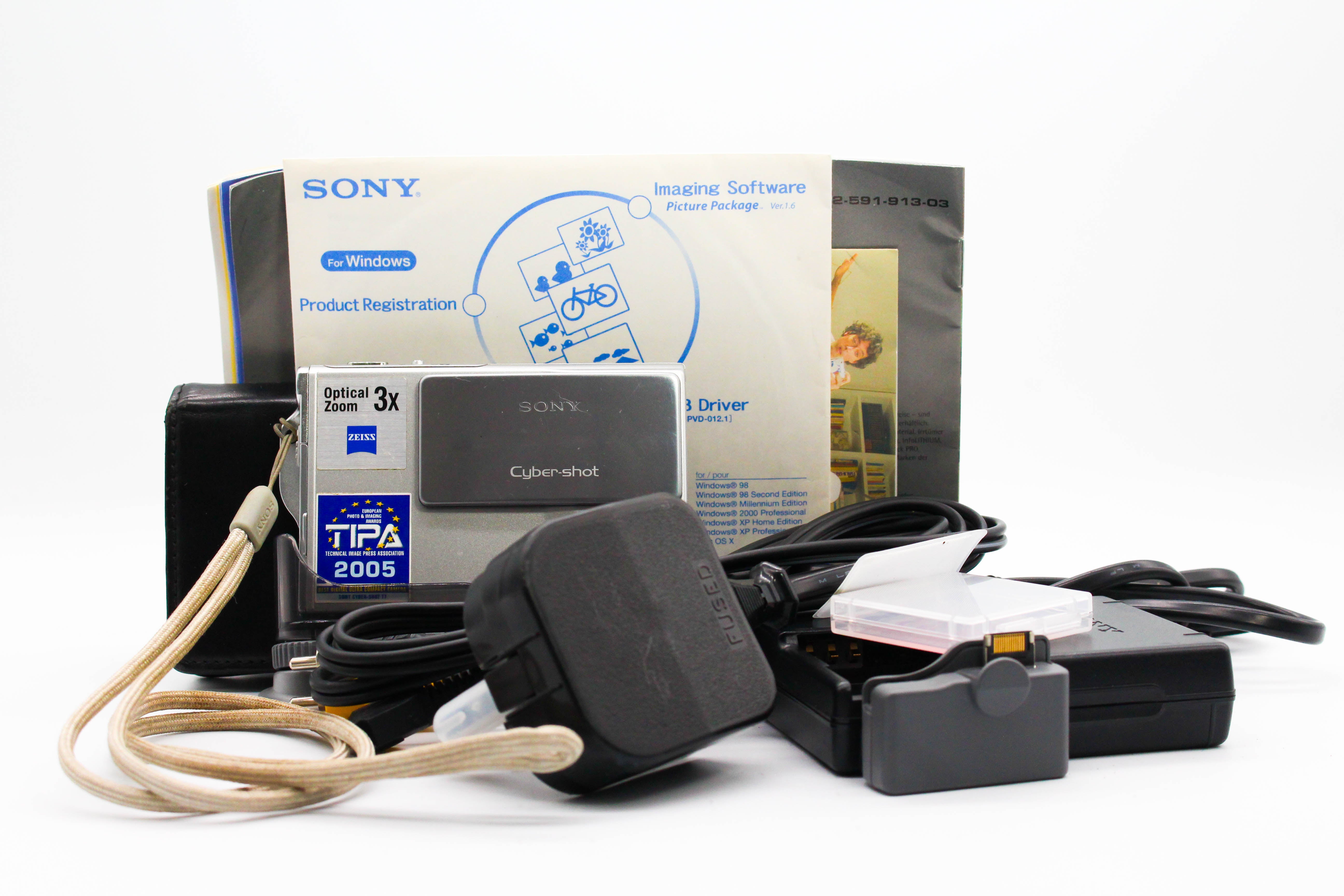 Sony Cybershot DSC-T7 Memory Stick Pro Duo Retro Digital Photo Video Camera Digicam - Tested Bundle Good