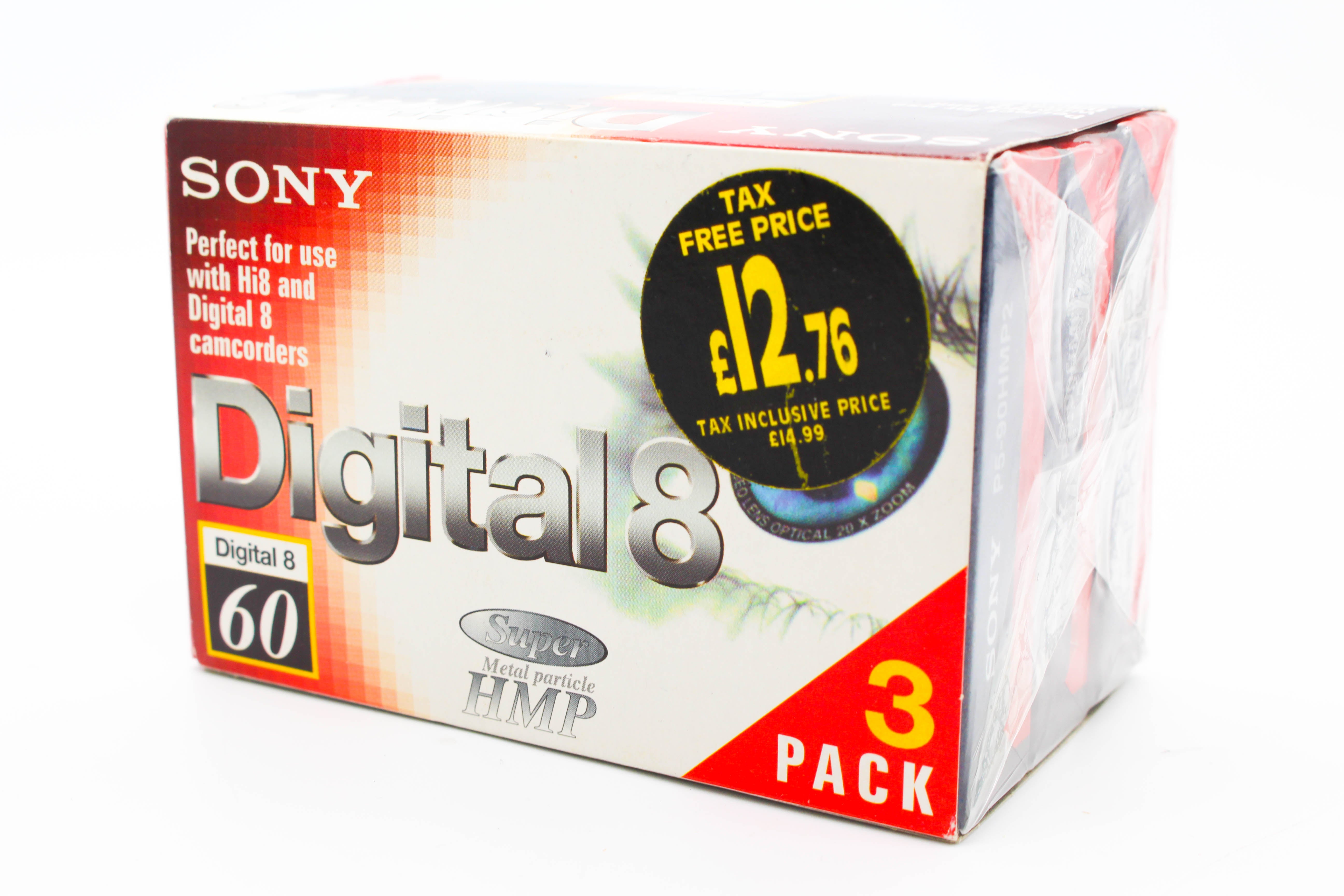 Sony Digital8 60 Minutes Hi8 90 Minutes P5-90HMP2 Super Metal Particle Digital Video Cassette Tape 3 Pack - Brand New