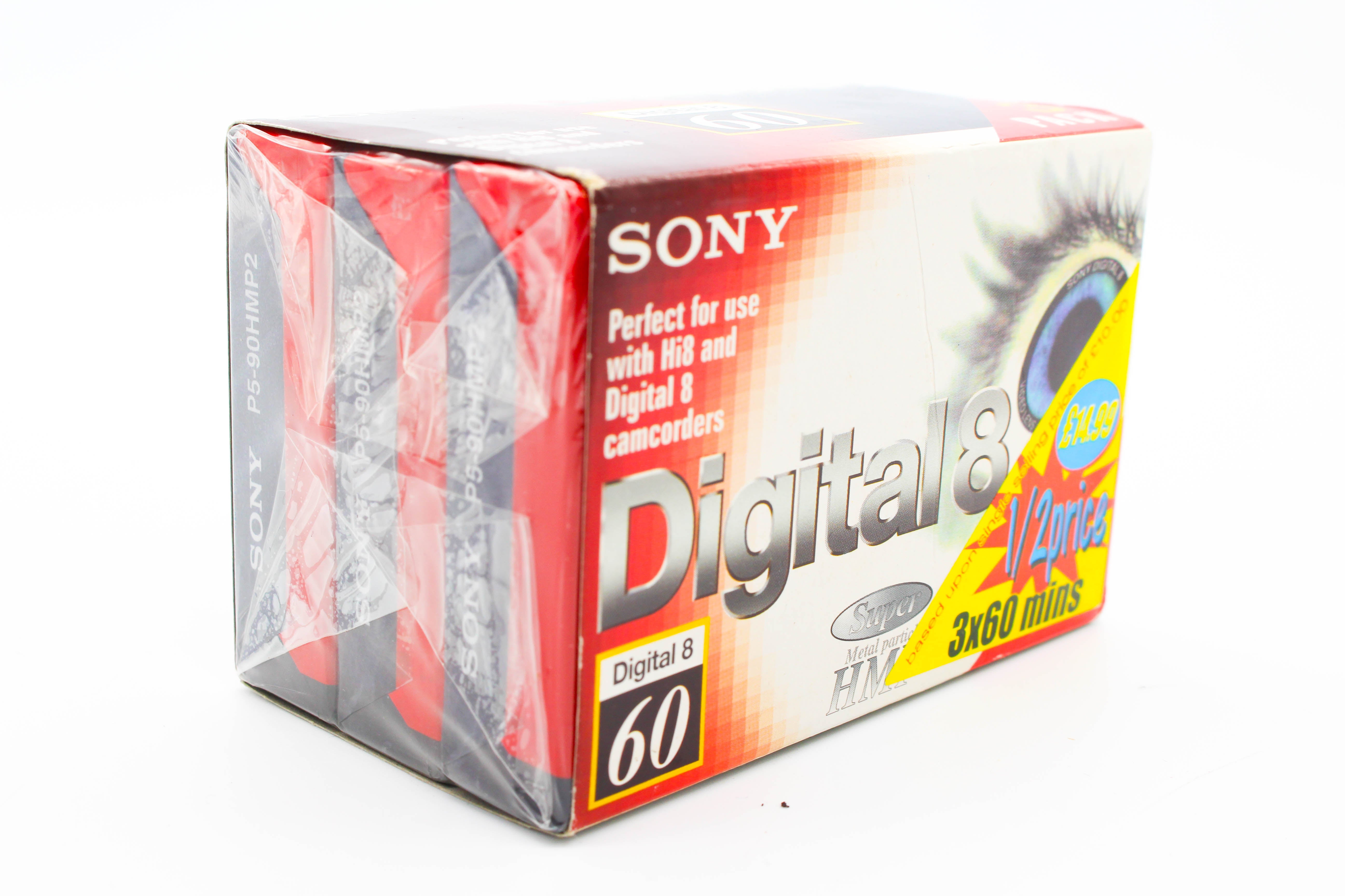 Sony Digital8 60 Minutes Hi8 90 Minutes P5-90HMP2 Super Metal Particle Digital Video Cassette Tape 3 Pack - Brand New