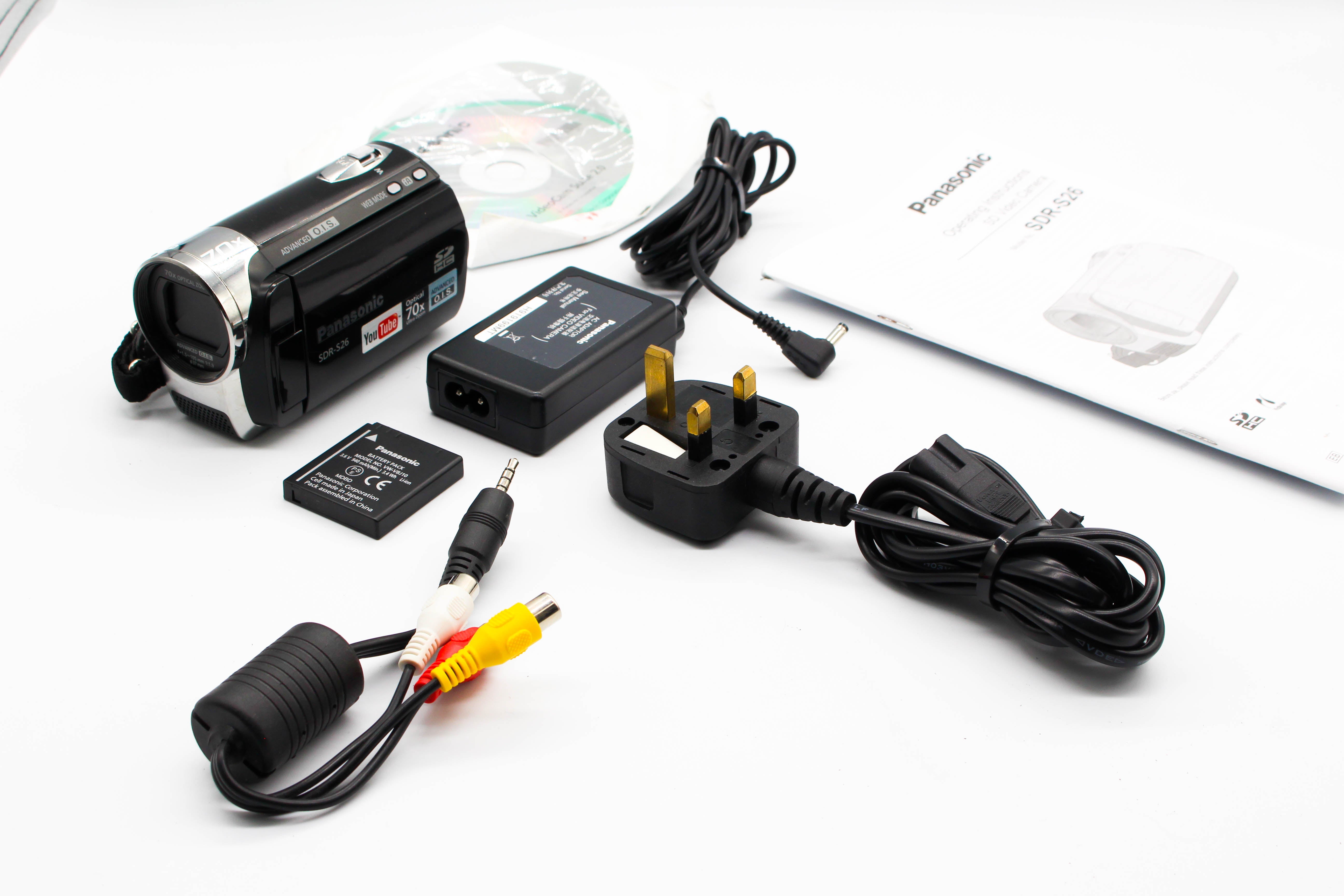 Panasonic SDR-S26 HD SD Card Video Handycam Camcorder Camera - Tested Bundle Excellent