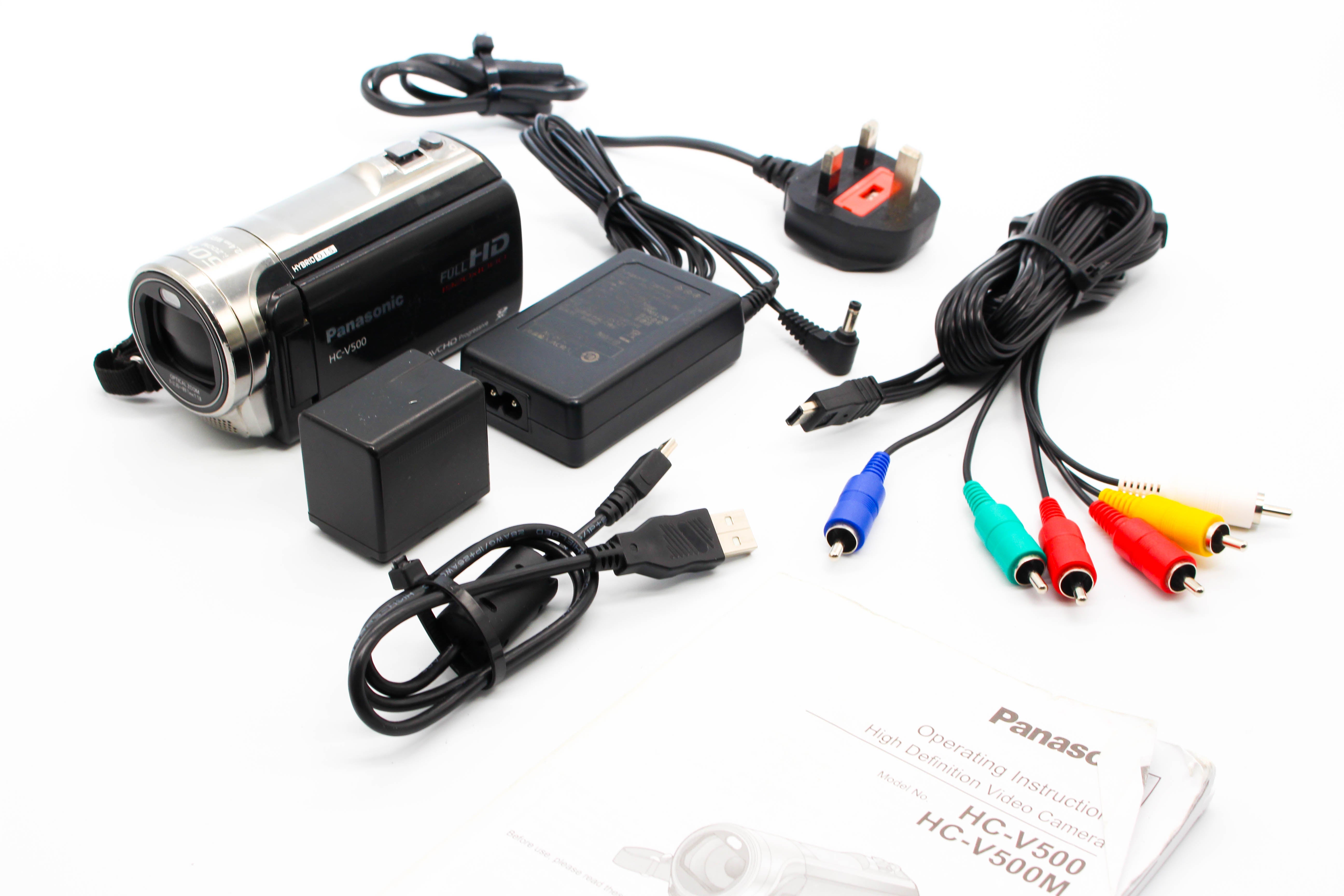 Panasonic HC-V500 HD SD Card Video Handycam Camcorder Camera - Tested Bundle Good