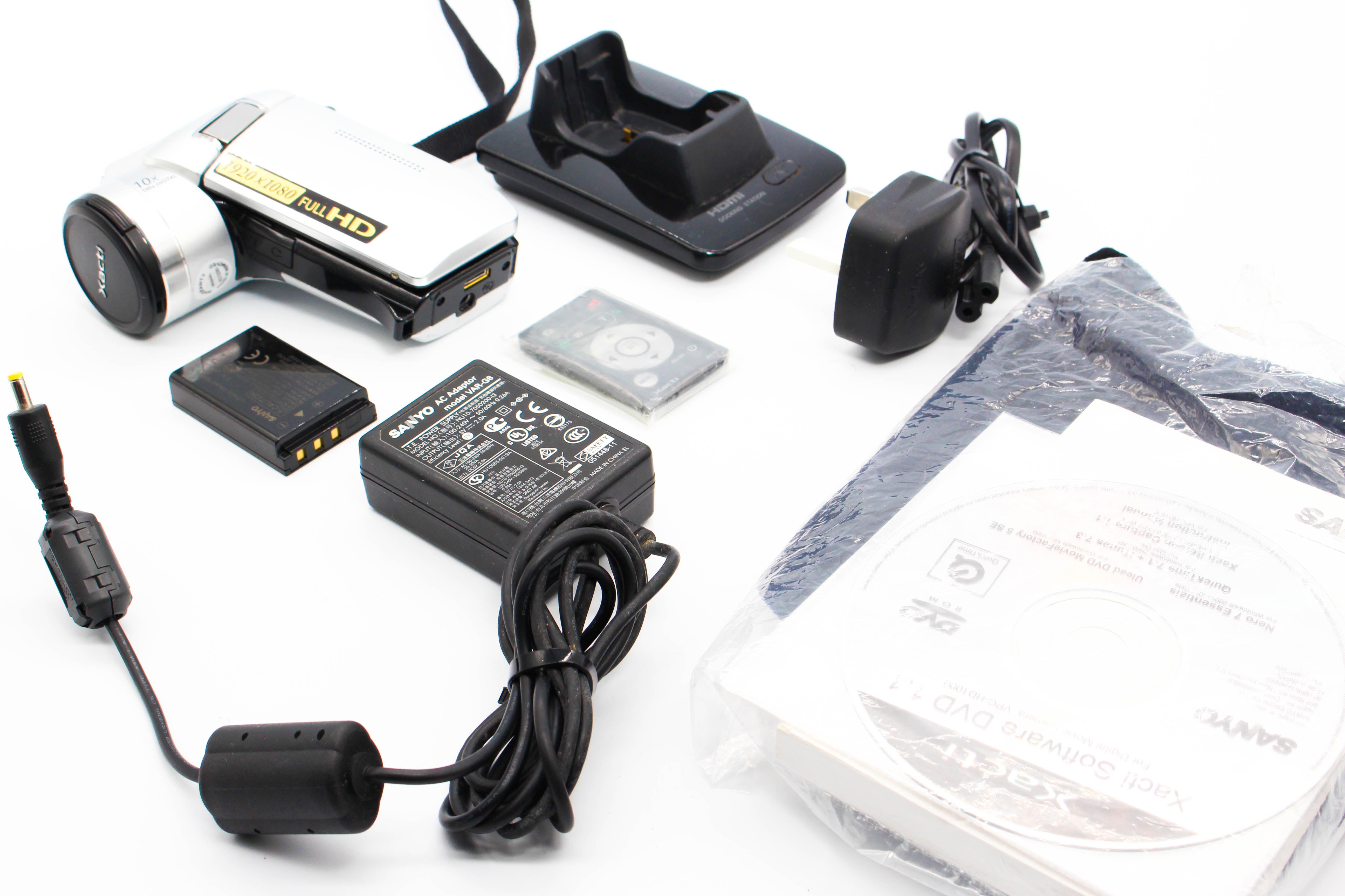 Sanyo Xacti VPC-HD1000 HD SD Card Video Handycam Camcorder Camera - Tested Bundle Excellent