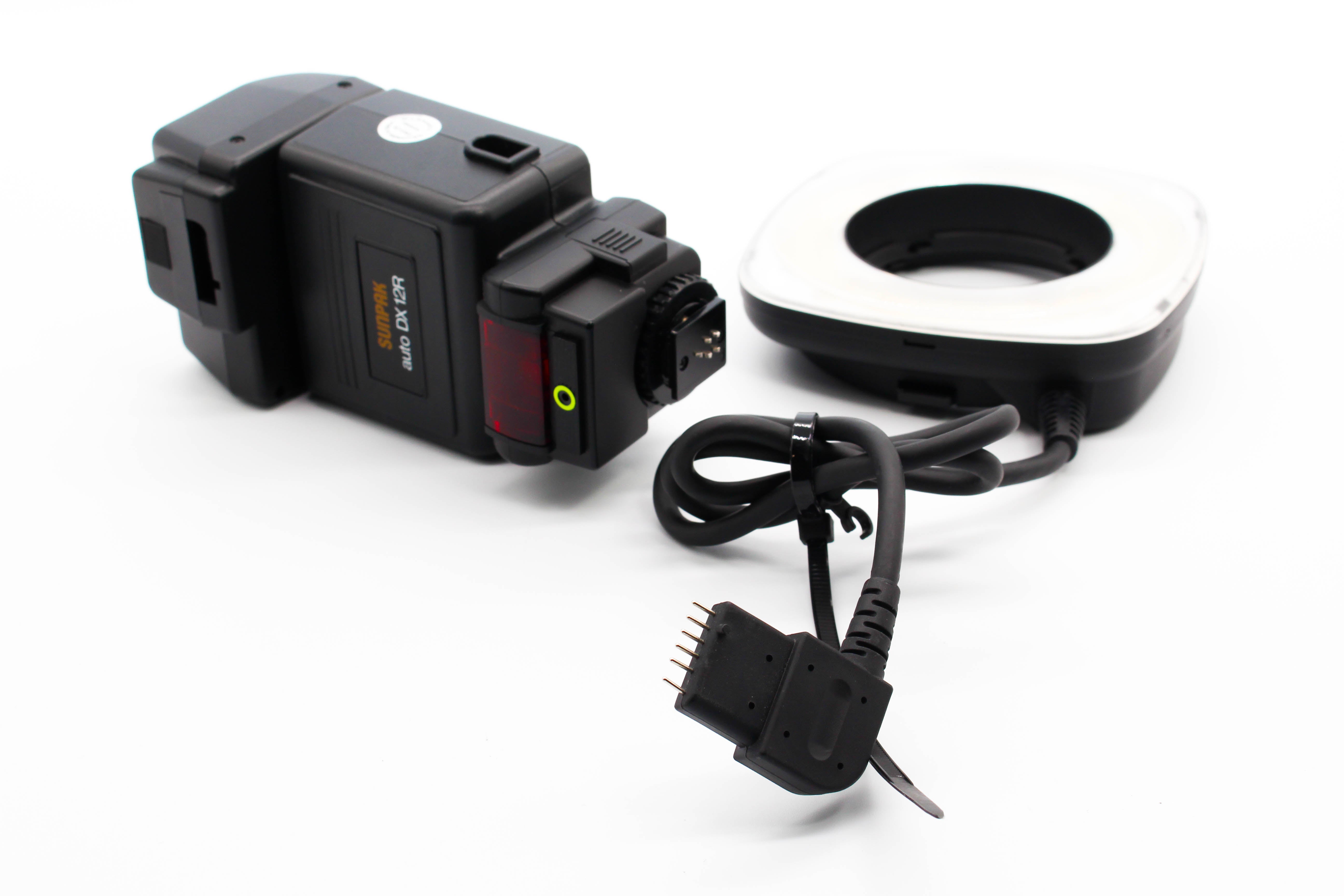 Sunpak Auto DX 12R Electronic Flash and Ring Kit For Vintage Film Photo Cameras - Tested Excellent