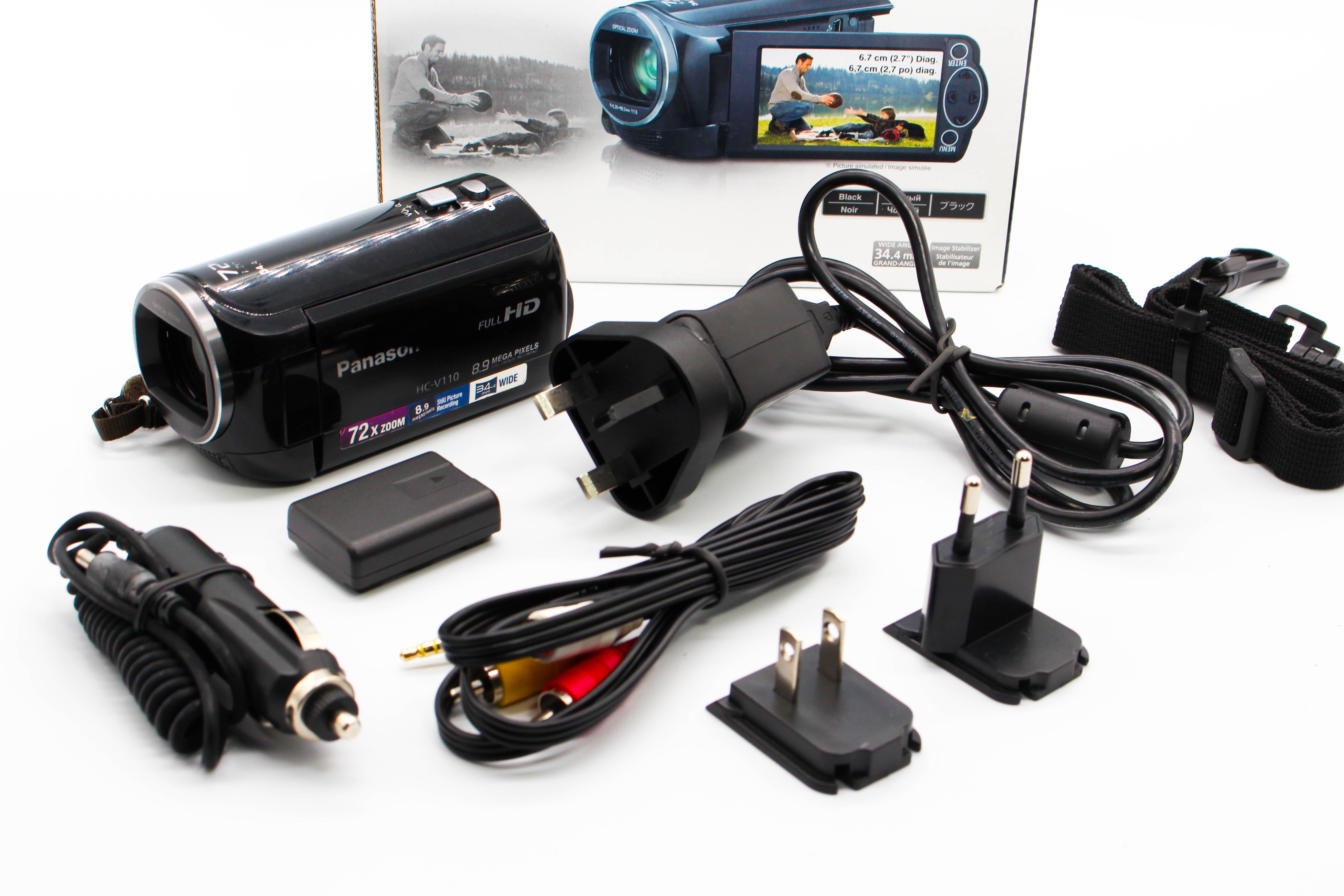 Panasonic HC-V110 HD SD Card Video Handycam Camcorder Camera - Tested Bundle