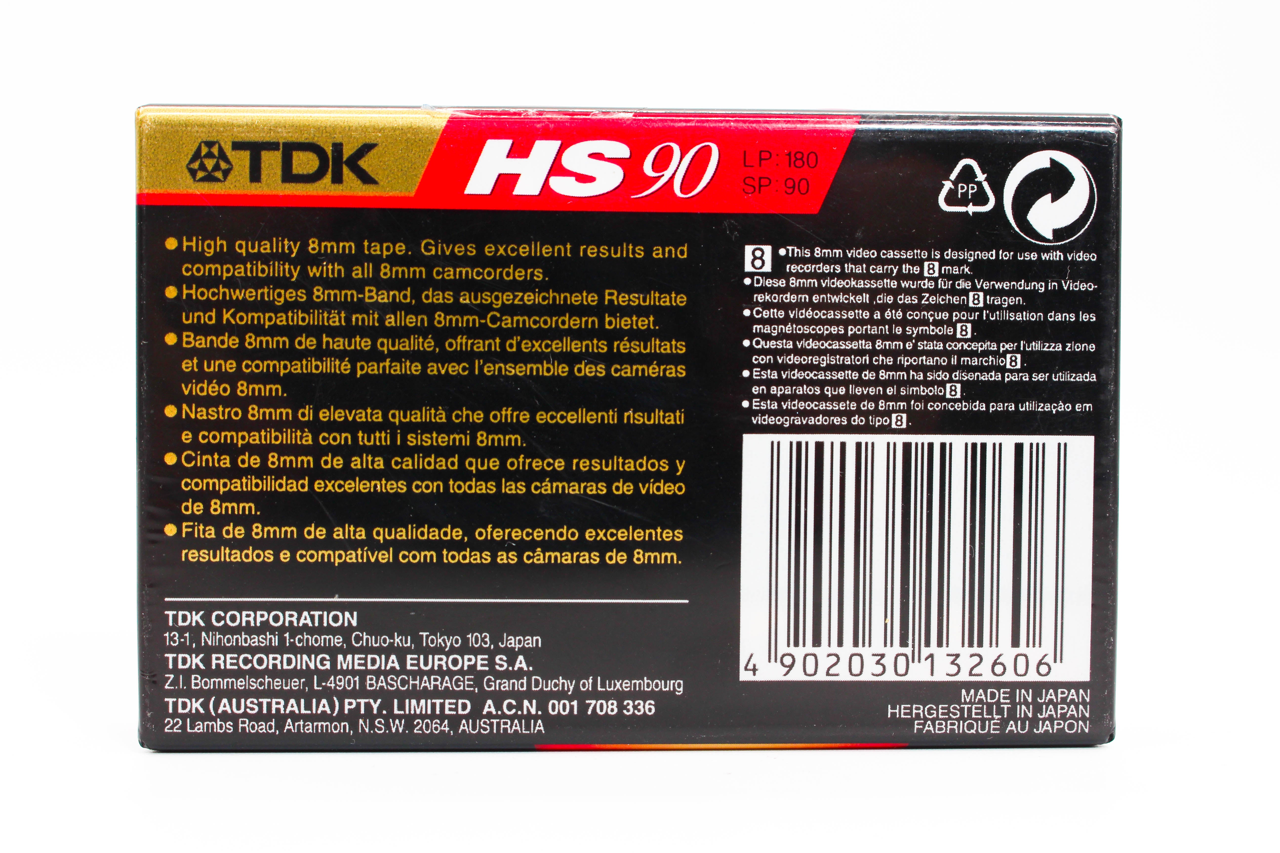 TDK P5-90HSED Video 8mm 90 Minute Digital Video Cassette Tape - Brand New
