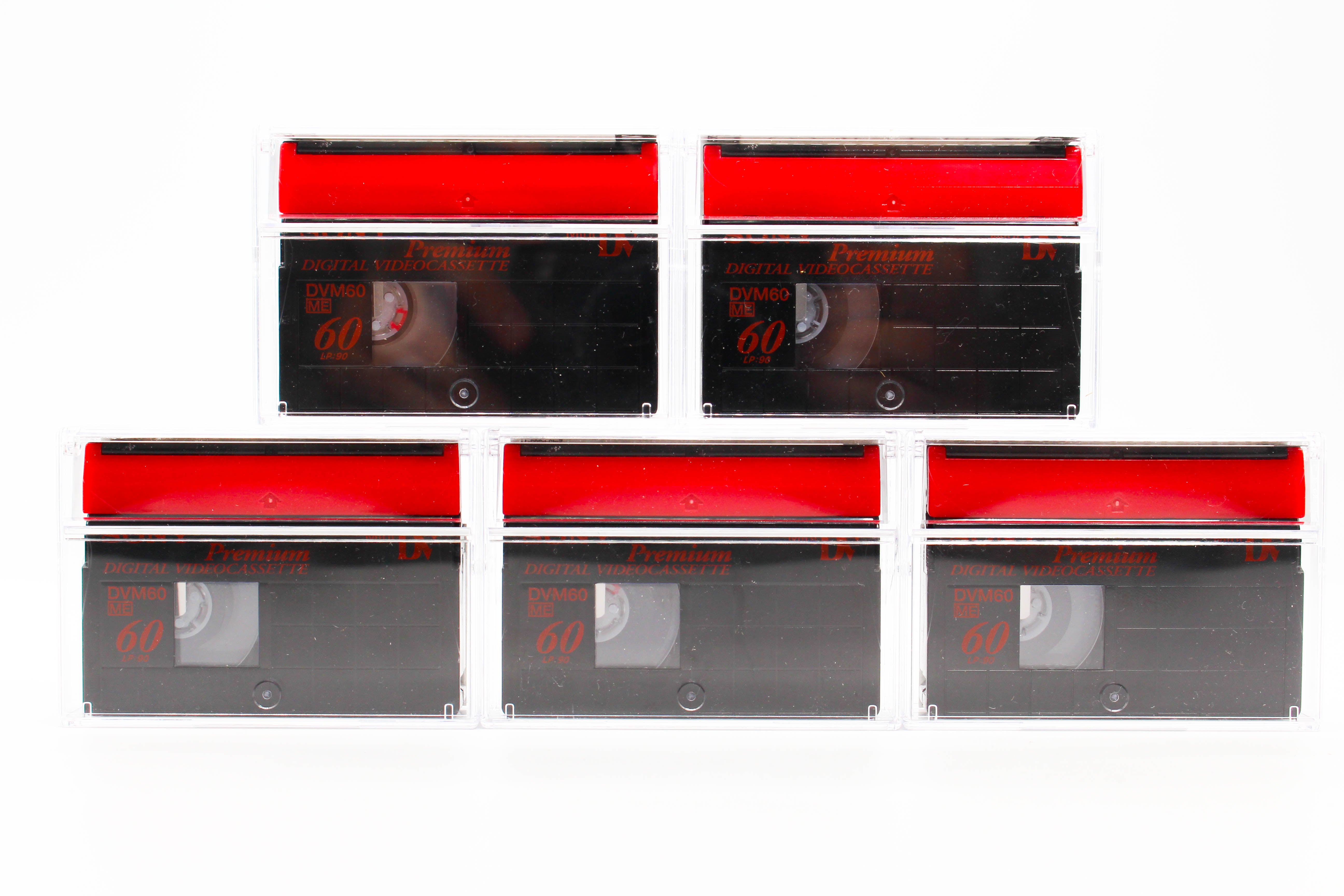 Sony DVM60ME MiniDV Premium Digital Video Cassette Tape 5 Pack Red - Tested Used