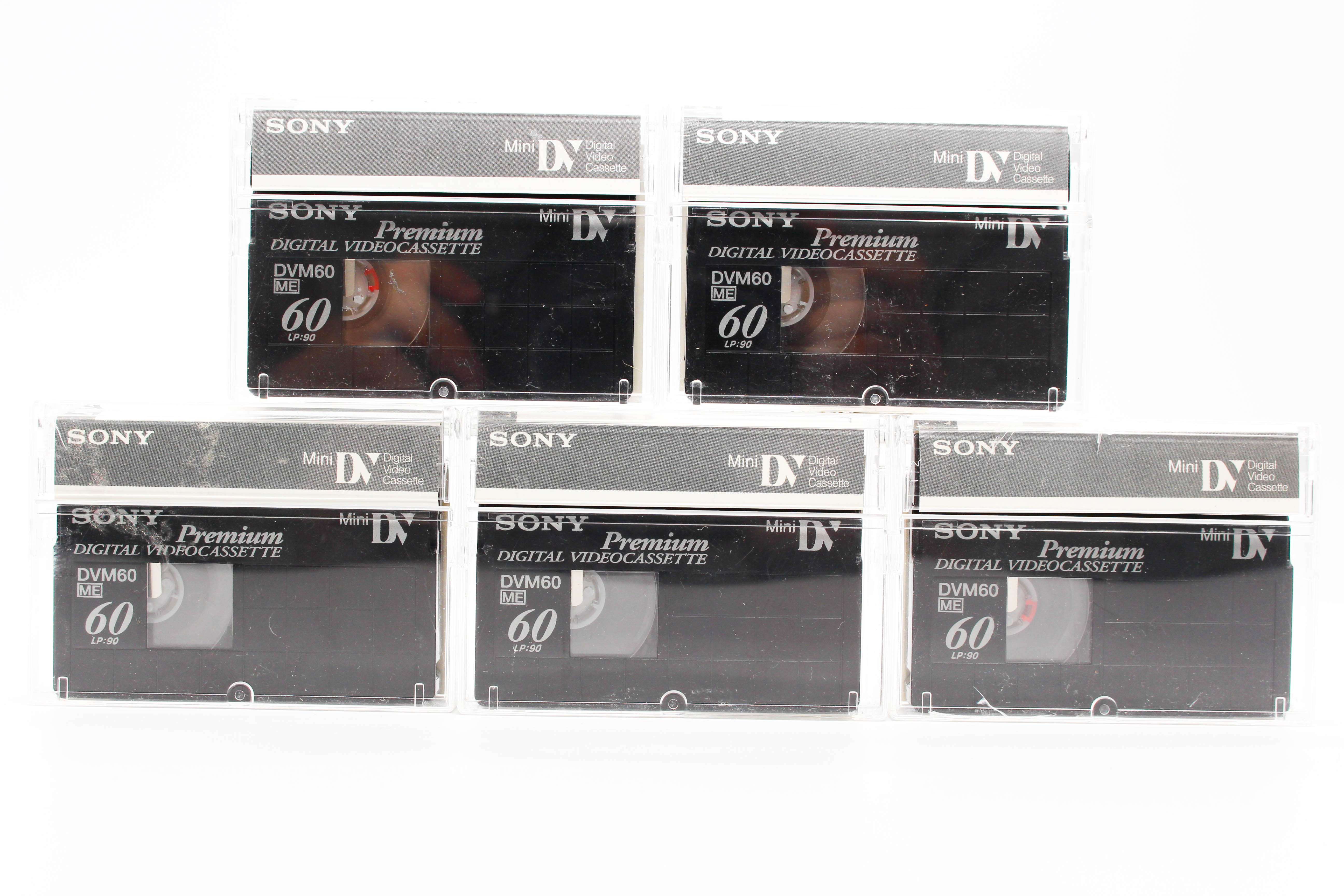 Sony DVM60ME MiniDV Premium Digital Video Cassette Tape 5 Pack Black - Tested Used