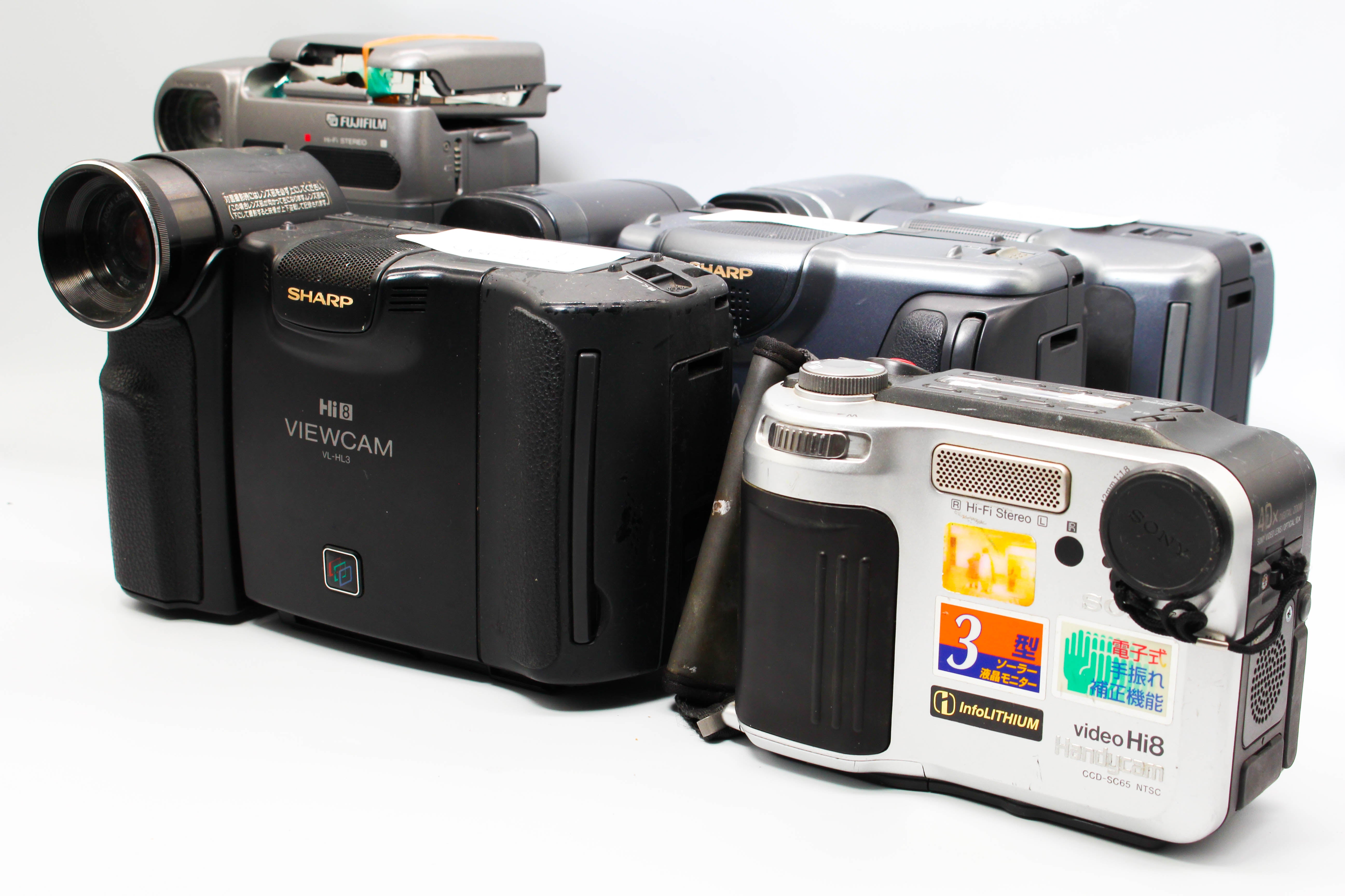 Assorted Faulty Sharp Video8 Hi8 Video Handycam Camcorder Cameras Inc. Sharp Viewcam Sony CCD-SC65