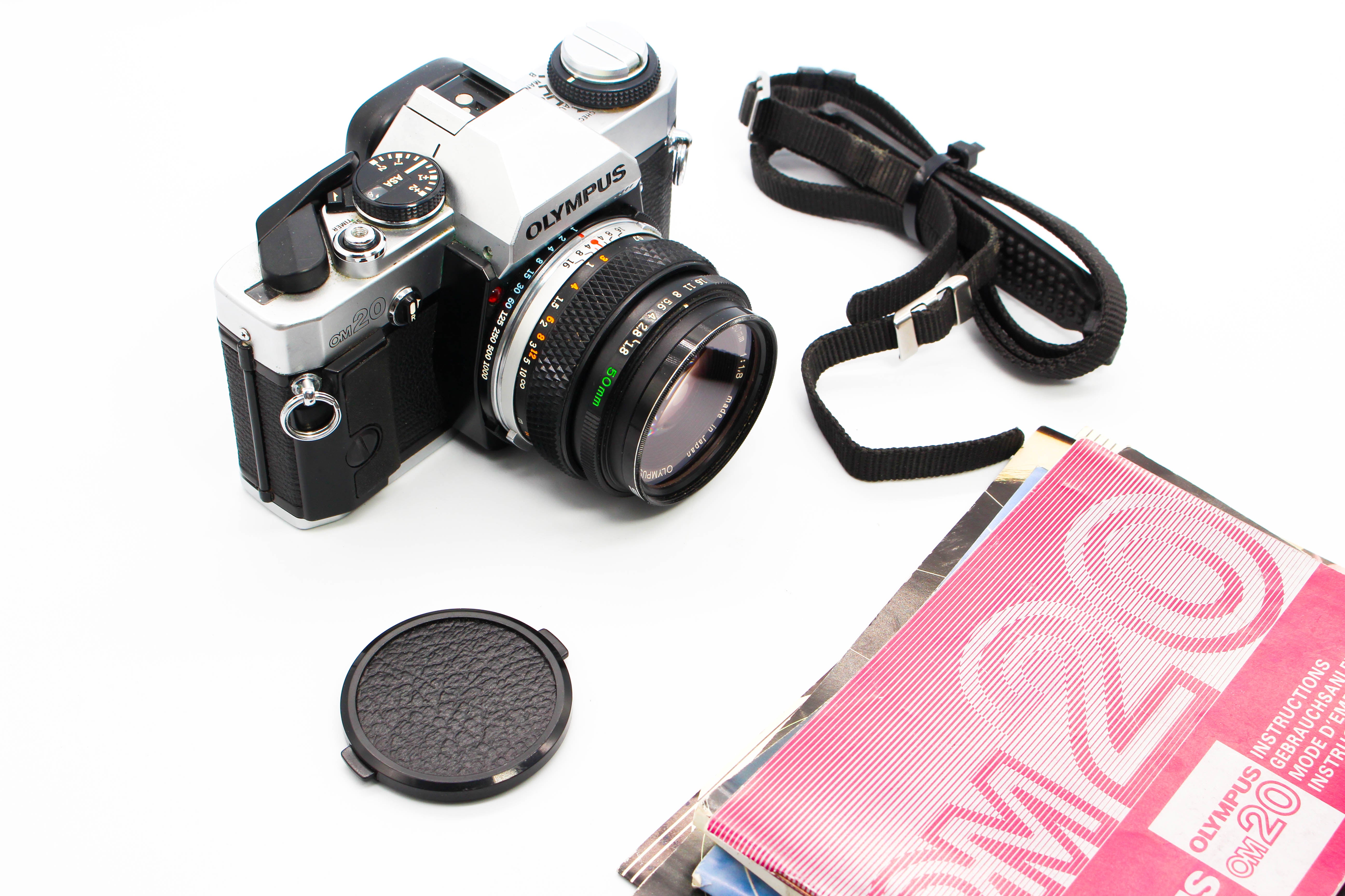 Olympus OM20 SLR 35mm Film Camera With 50mm f/1.8mm Lens - Tested Bundle Good