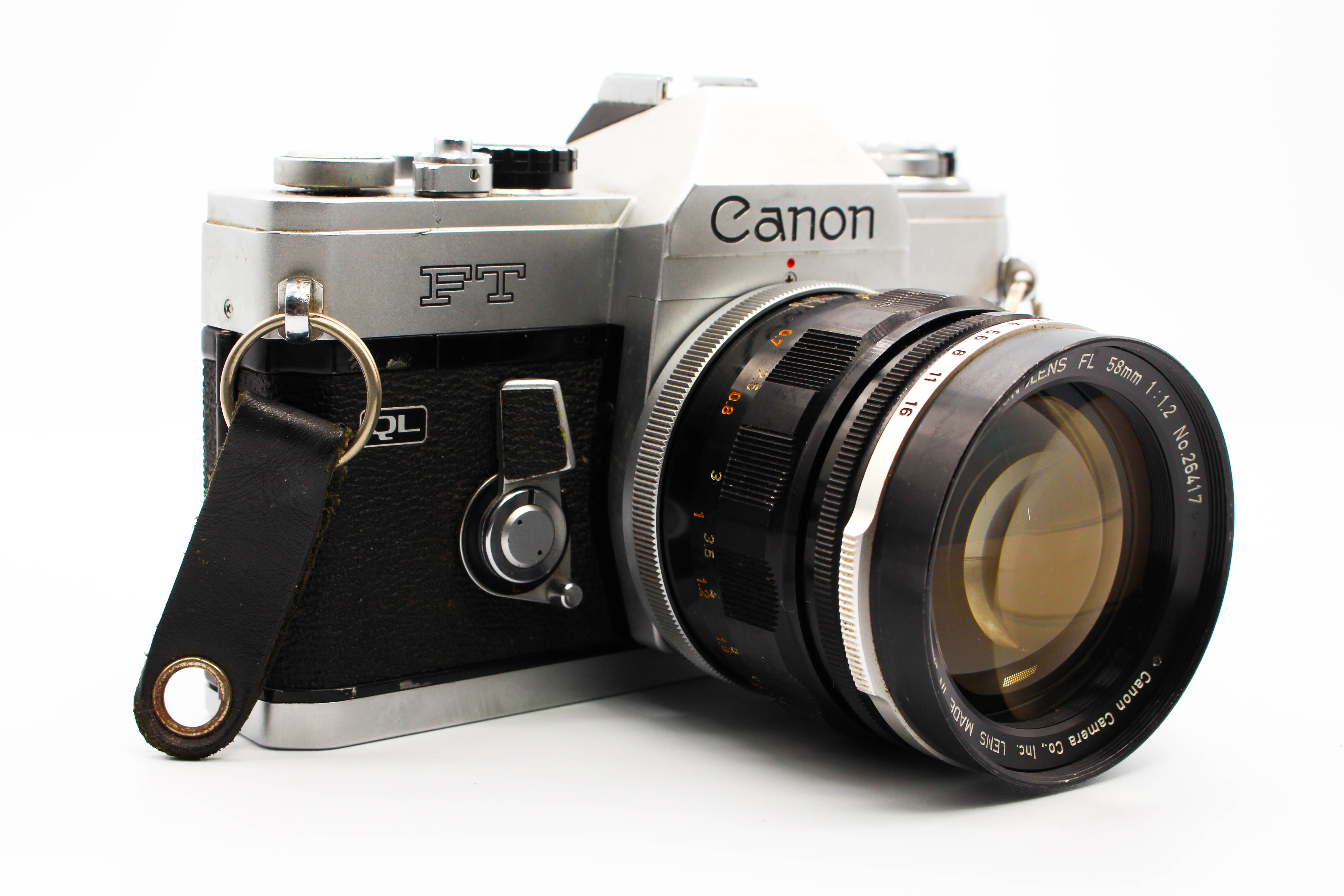 Canon FT QL SLR 35mm Film Photo Camera with 58mm f/1.2 Lens - Tested Bundle Good