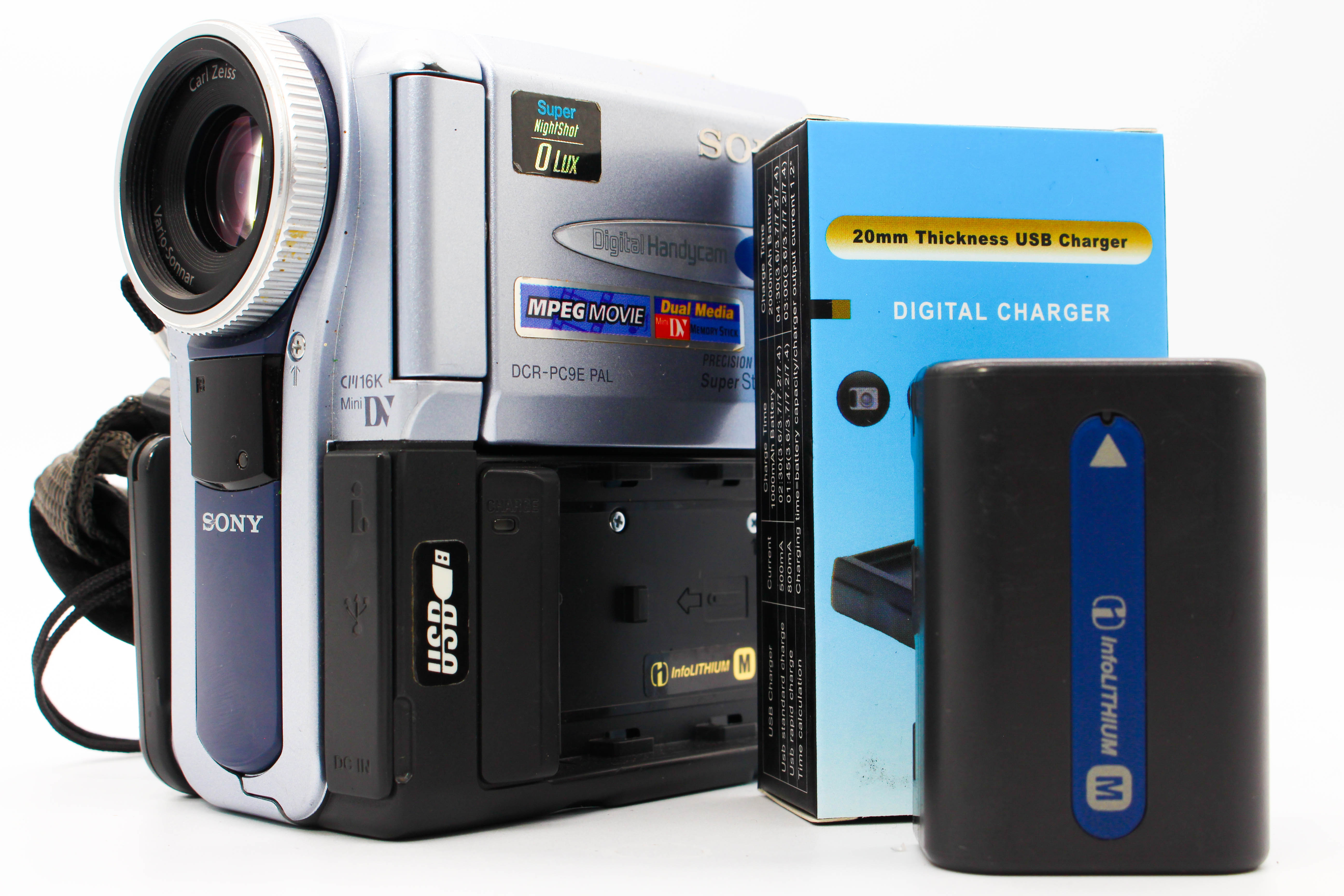 Sony DCR-PC9E MiniDV Handycam Tape Digital Video Camera Camcorder (Read) - Tested Bundle