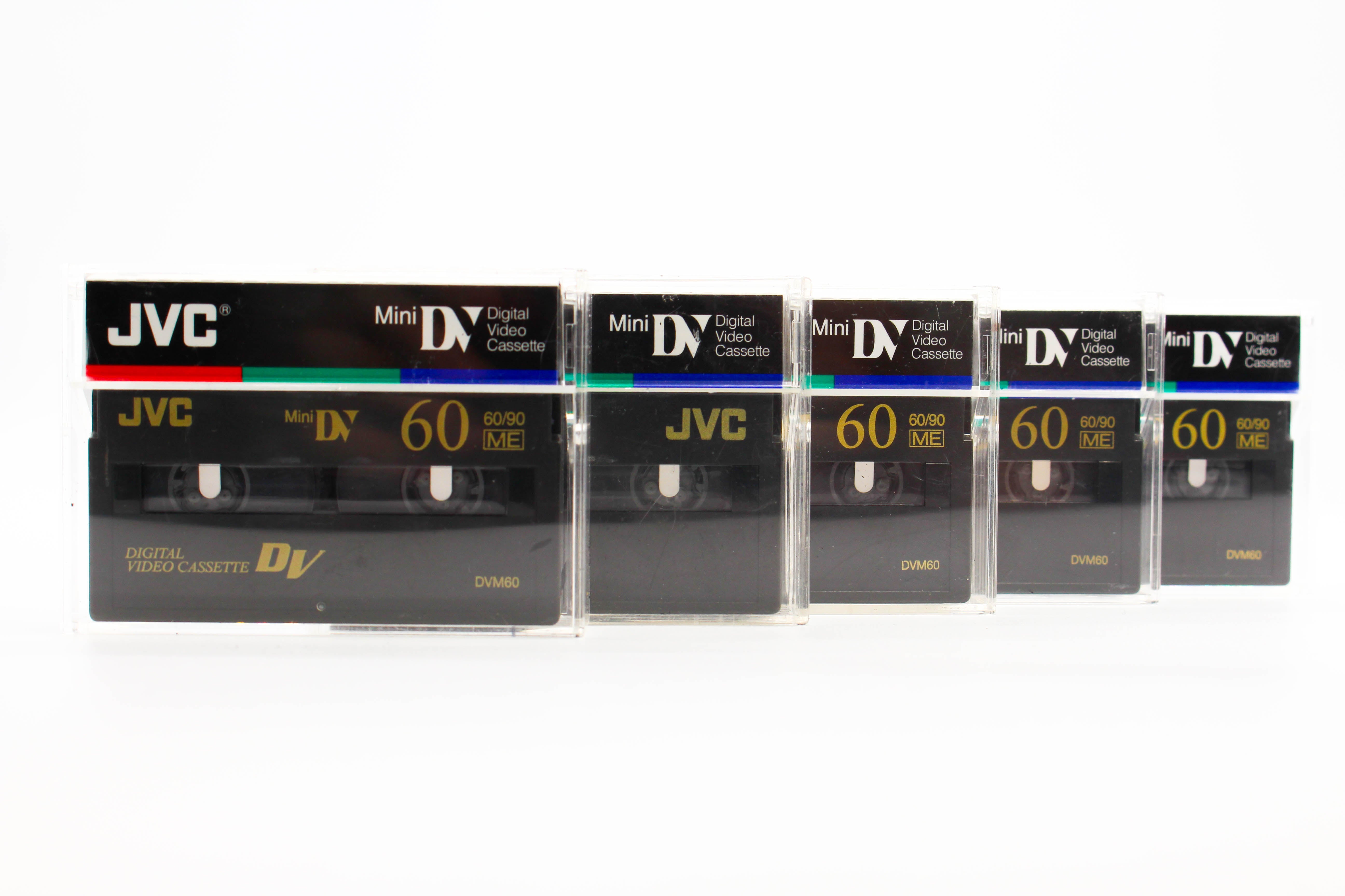 JVC DVM60 MiniDV Digital Video Cassette Tape 60/90 5 Pack - Tested Used