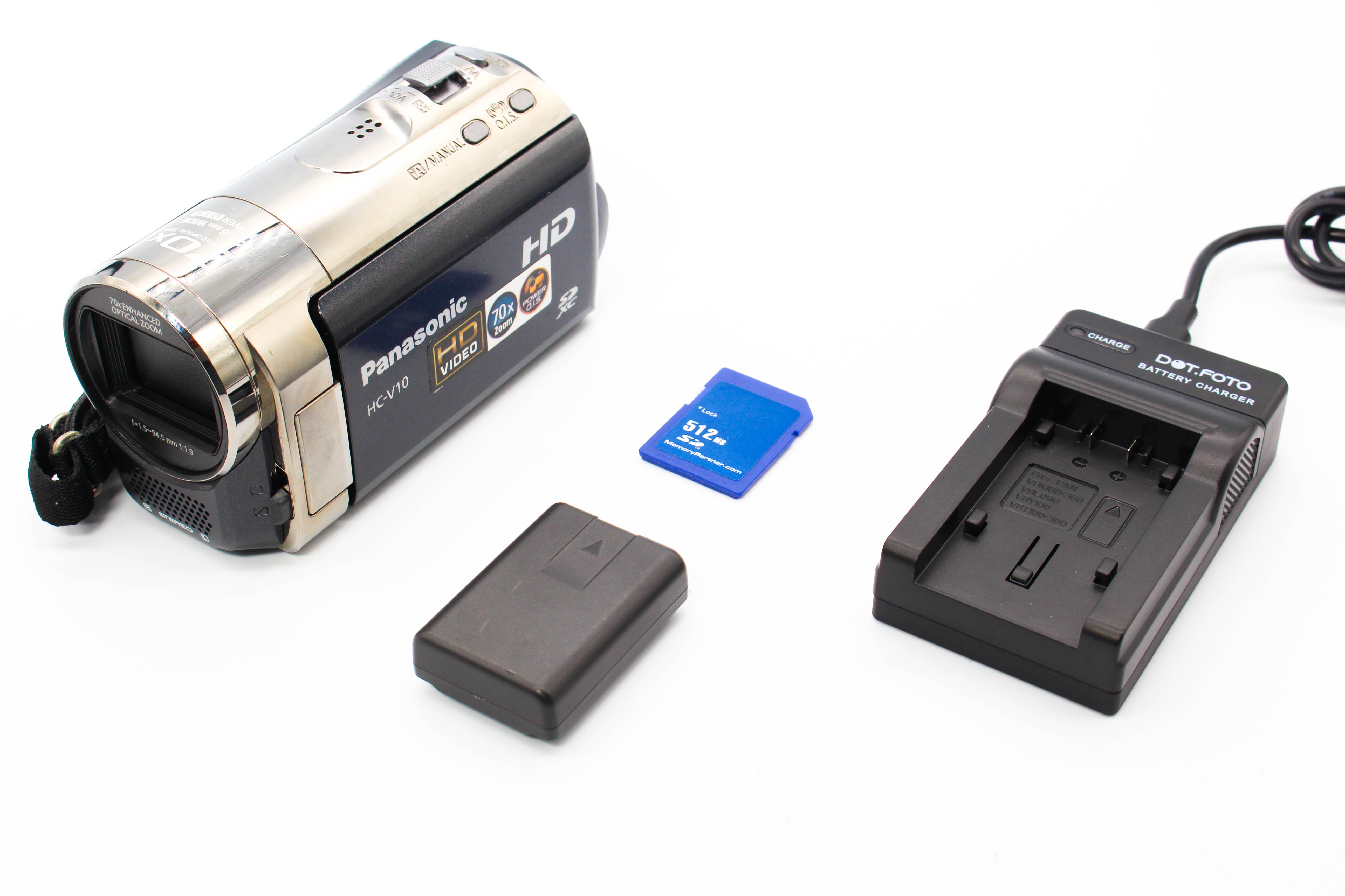 Panasonic HC-V10 HD SD Card Digital Video Camcorder - Tested Bundle Excellent