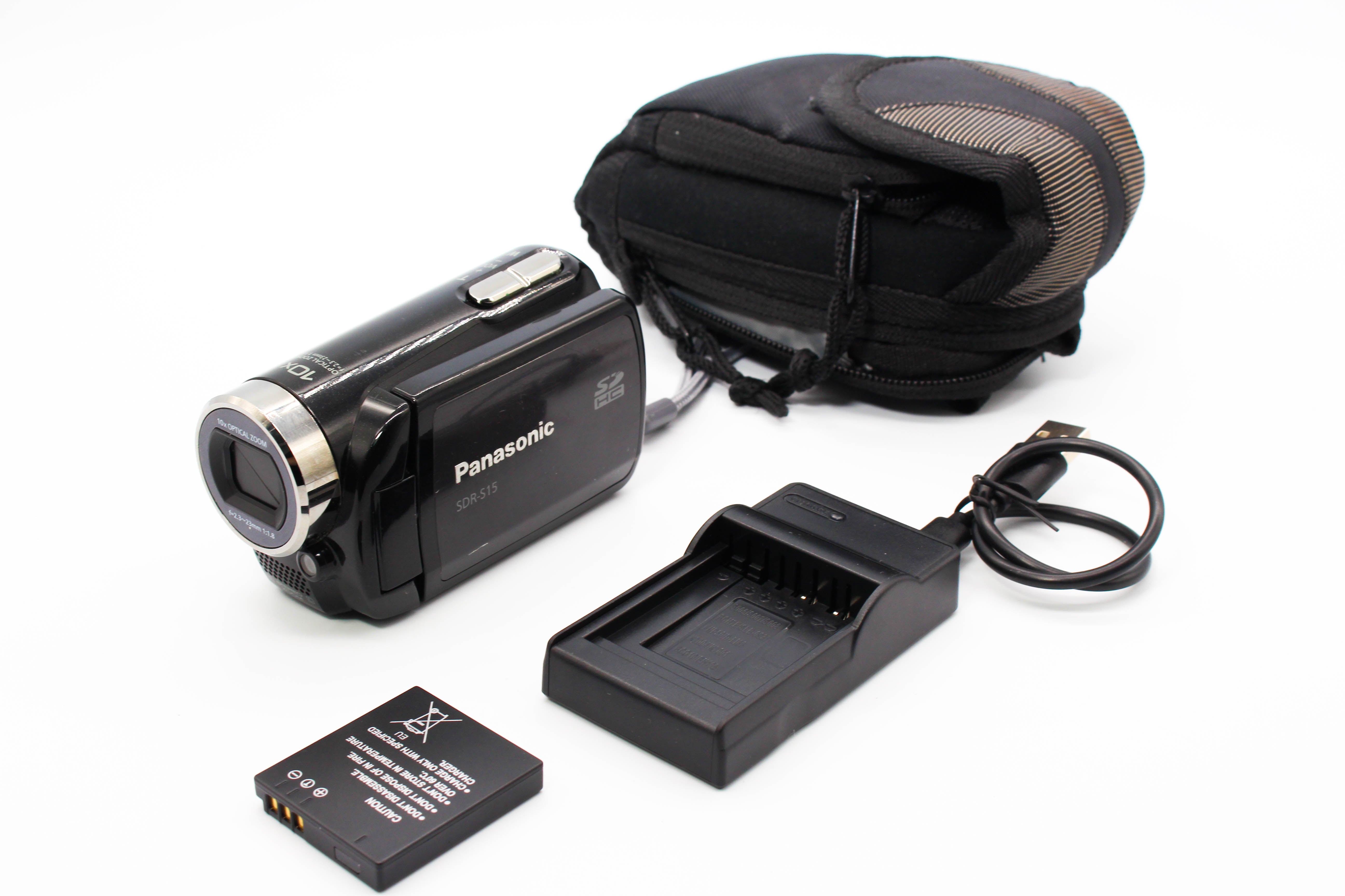 Panasonic SDR-S15 HD SD Card Video Handycam Camcorder Camera - Tested Bundle Good
