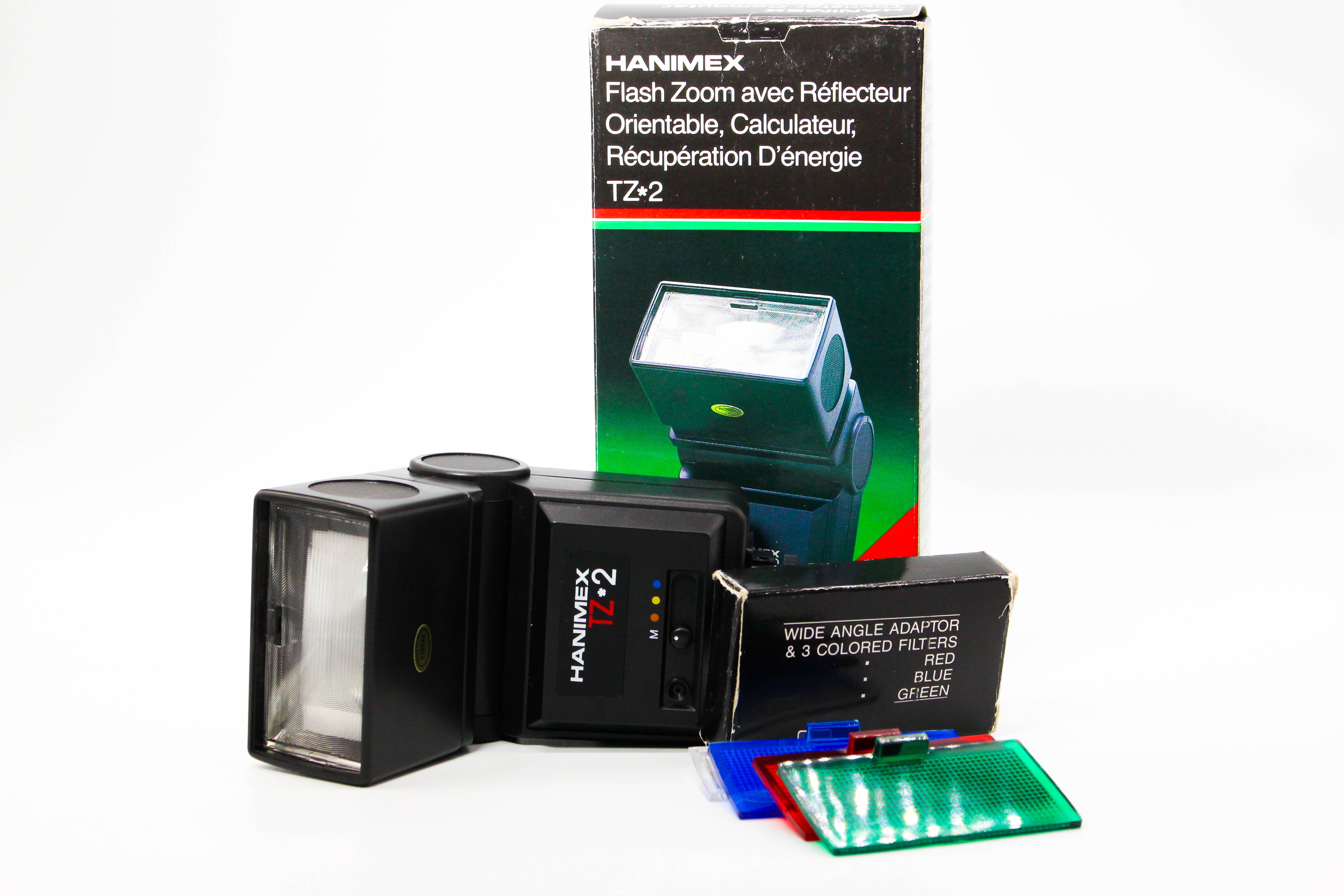 Hanimex TZ*2 Compact Zoom Thyristor Strobe Computer Zoom Bounce Flash - Tested Bundle Excellent