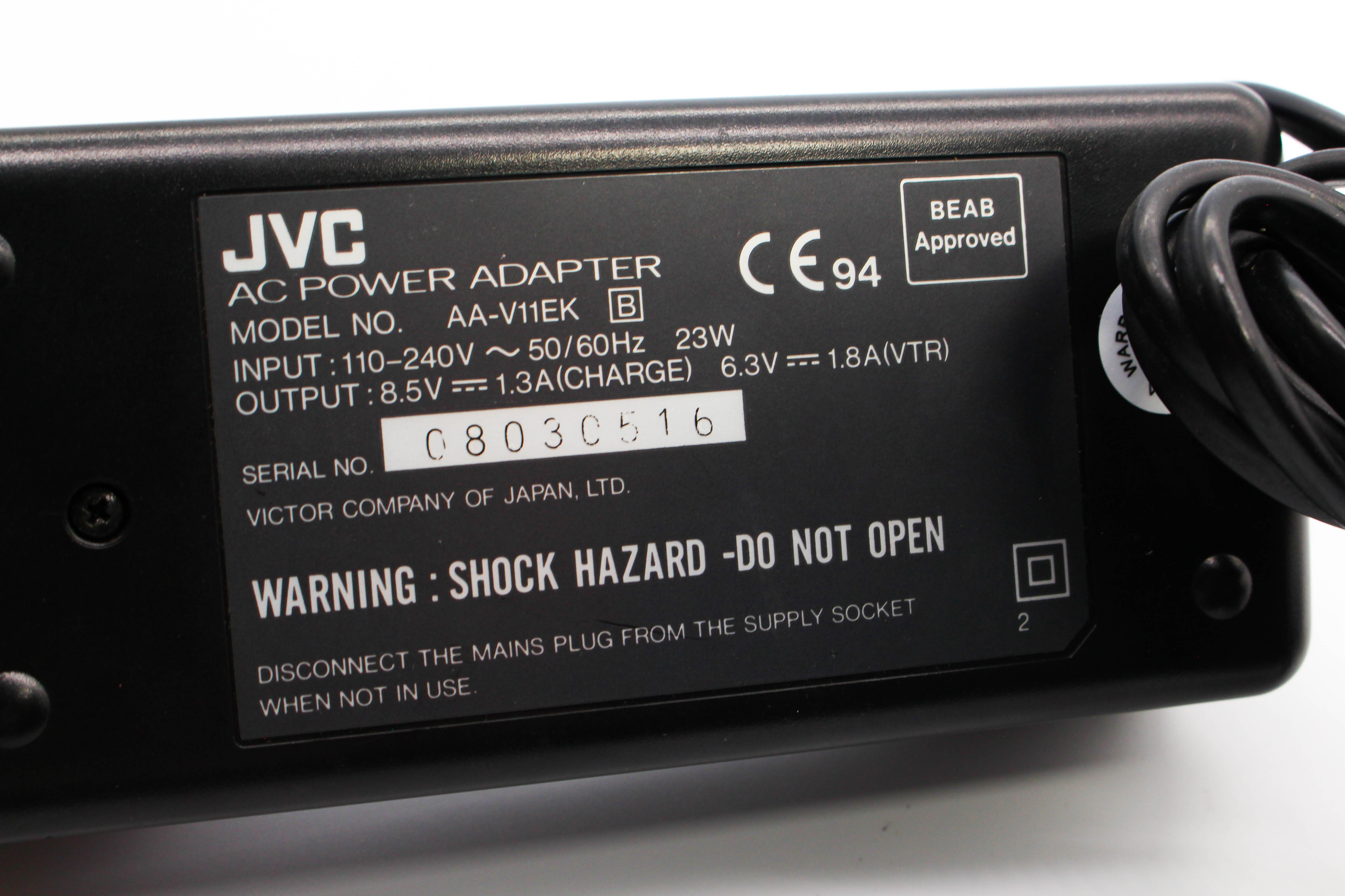 JVC AA-V11EK AC Power Adapter Battery Mains Charger for Handycam Camcorder - Tested Excellent